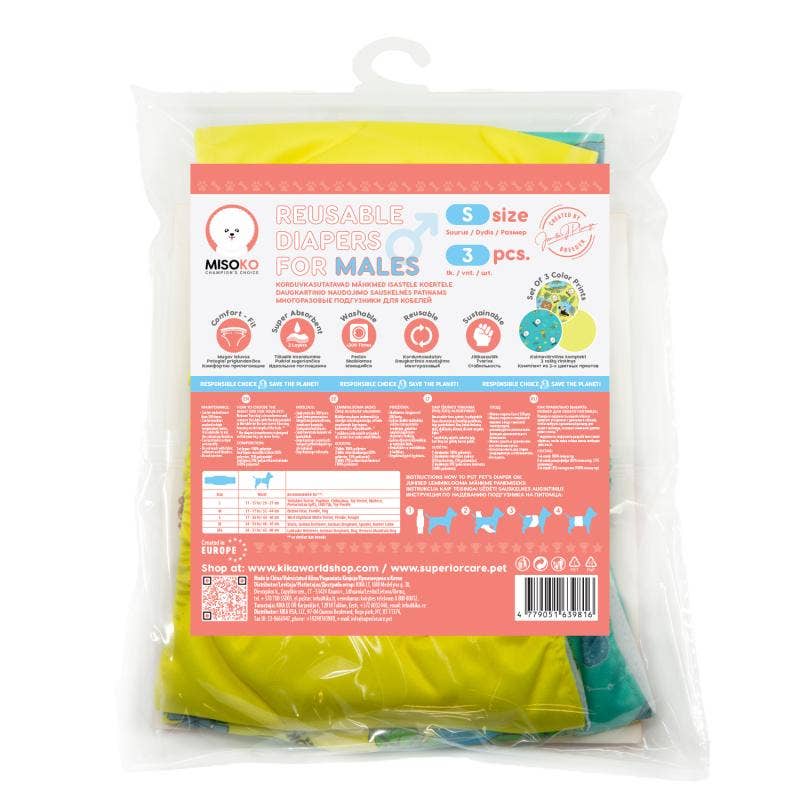 Reusable Male Dog Belly Bands – 3 Pack, Leakproof & Ultra Absorbent KIKA USA