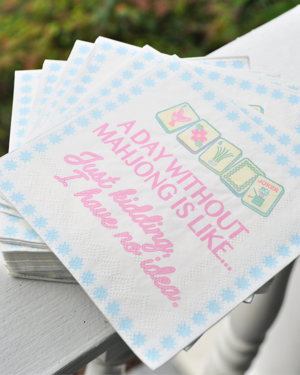 "Day Without Mahjong" Cocktail Napkins Middle & Main Mahjong