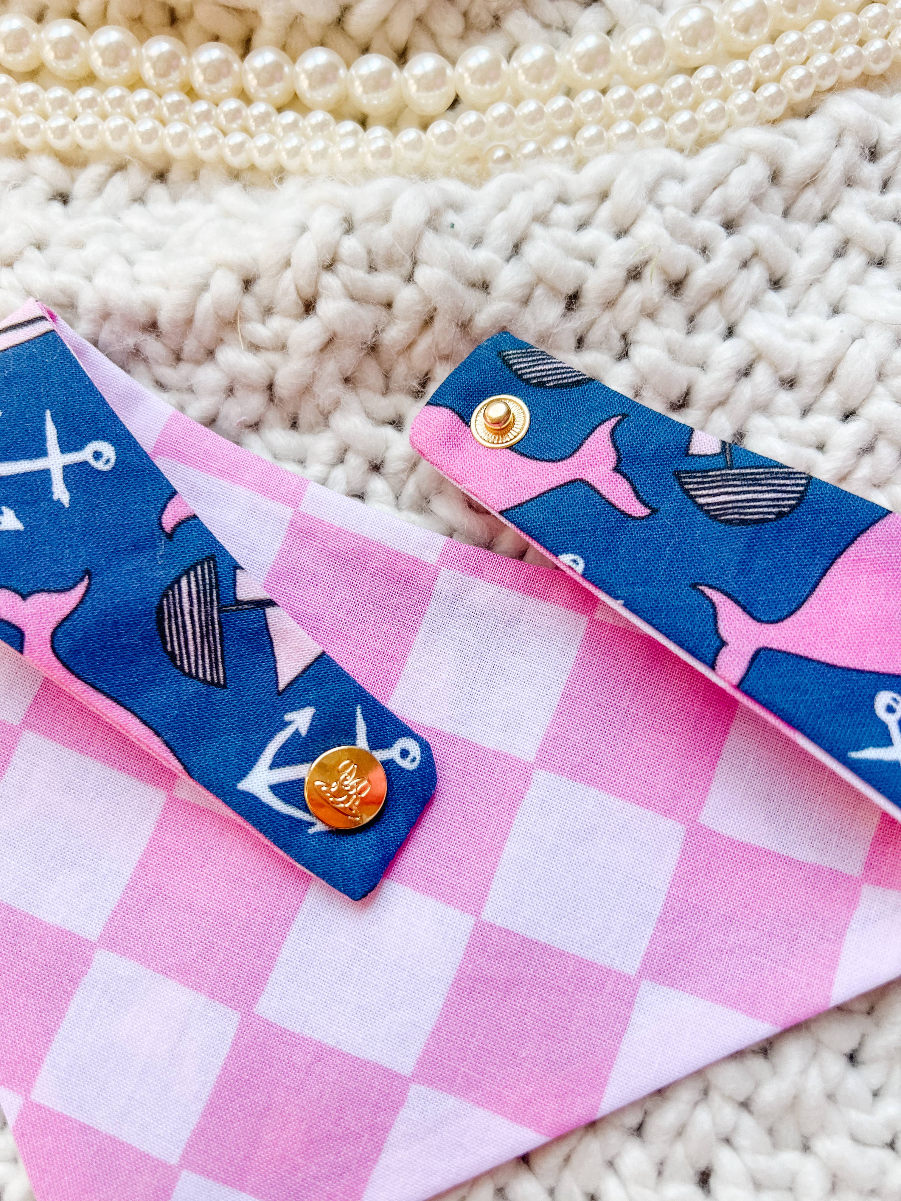 Summer Whale Snap-On Dog Reversible Bandana, Cotton StellaLoo