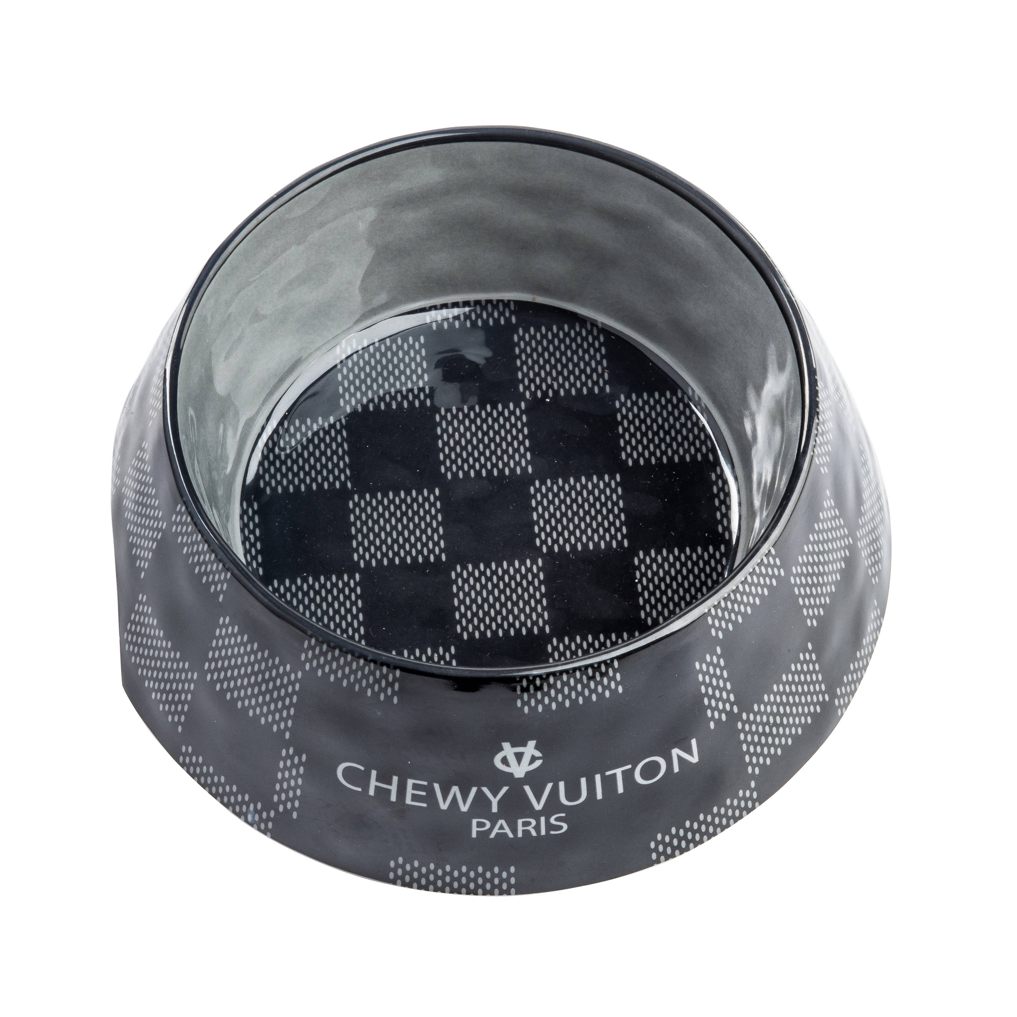 Black Checker Chewy Vuiton Bowl Haute Diggity Dog