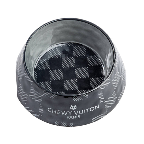Black Checker Chewy Vuiton Bowl Haute Diggity Dog