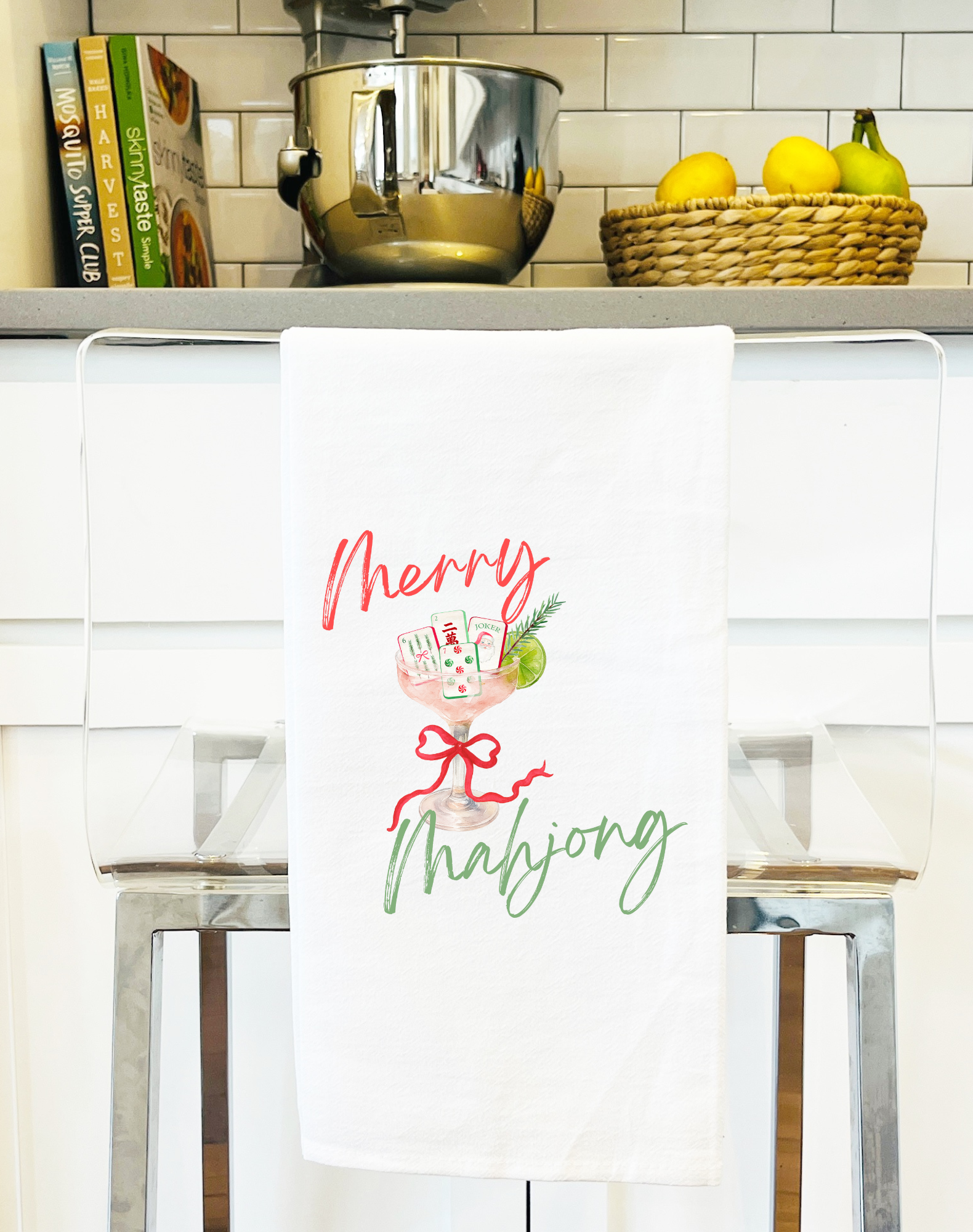 Mahjong Christmas gift towel holiday cute hostess gift Aspen Lane