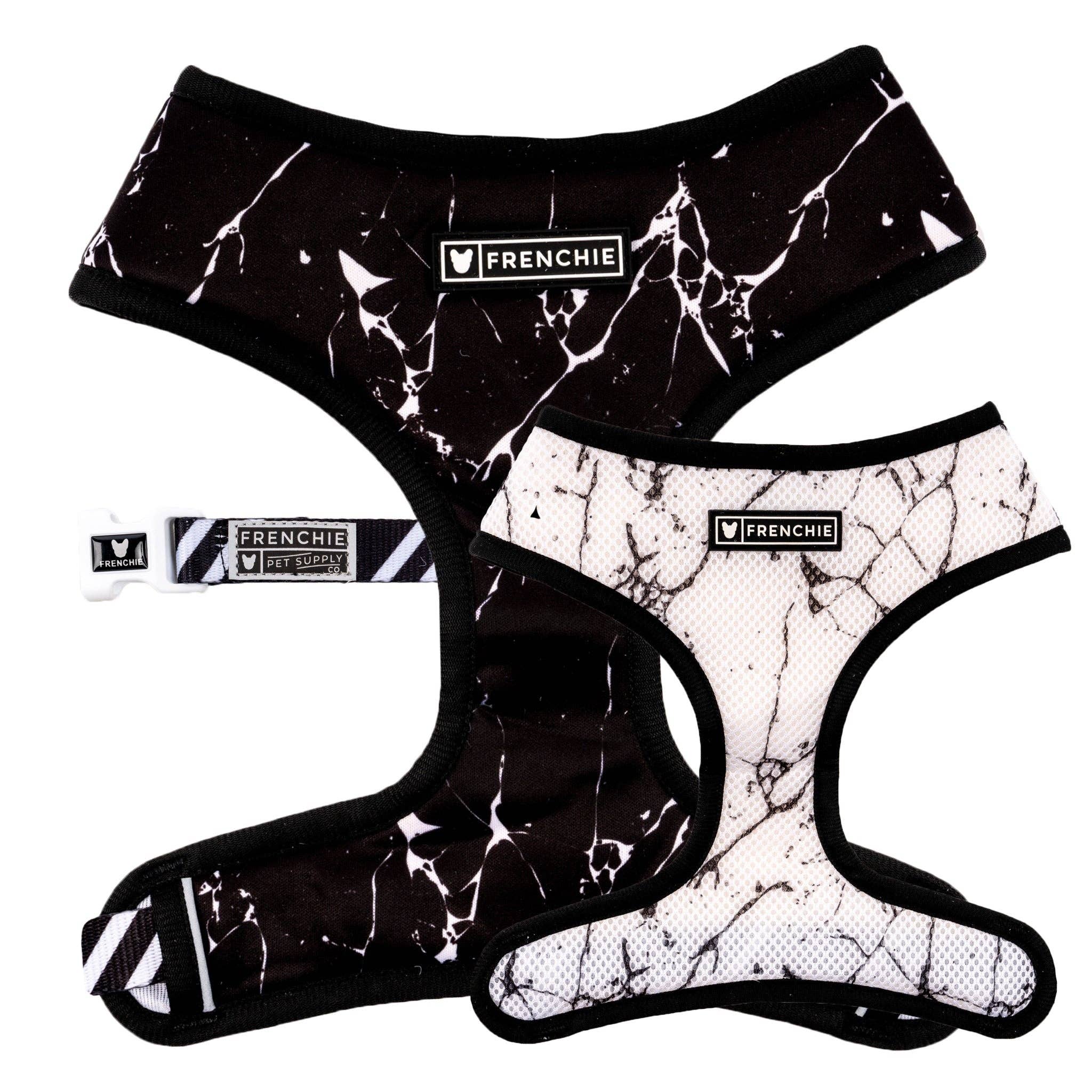 Frenchie Duo Reversible Harness - Black Marble - The Bougie Pet Boutique