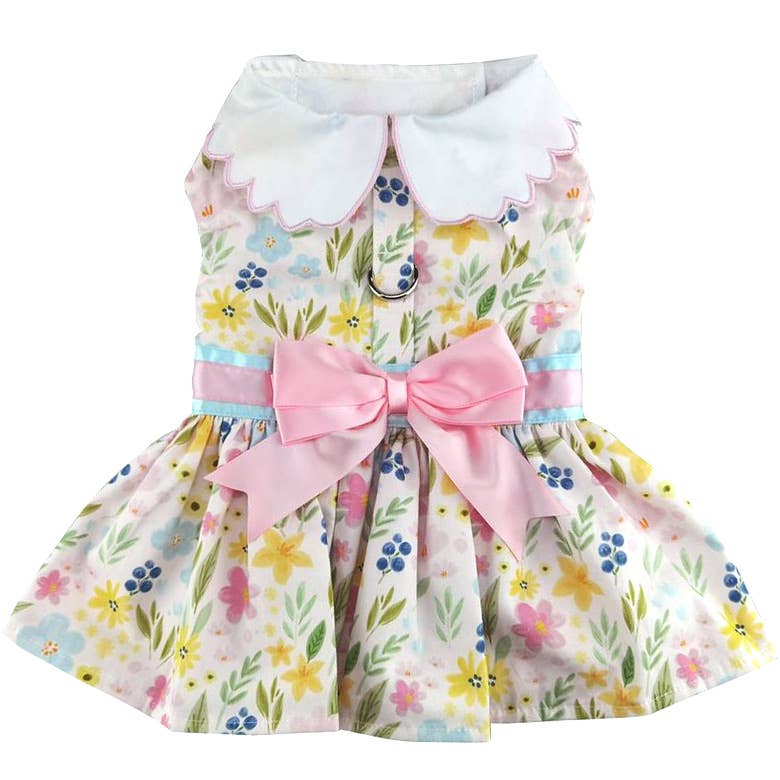 Pastel Meadow Dog Dress with Matching Leash - The Bougie Pet Boutique