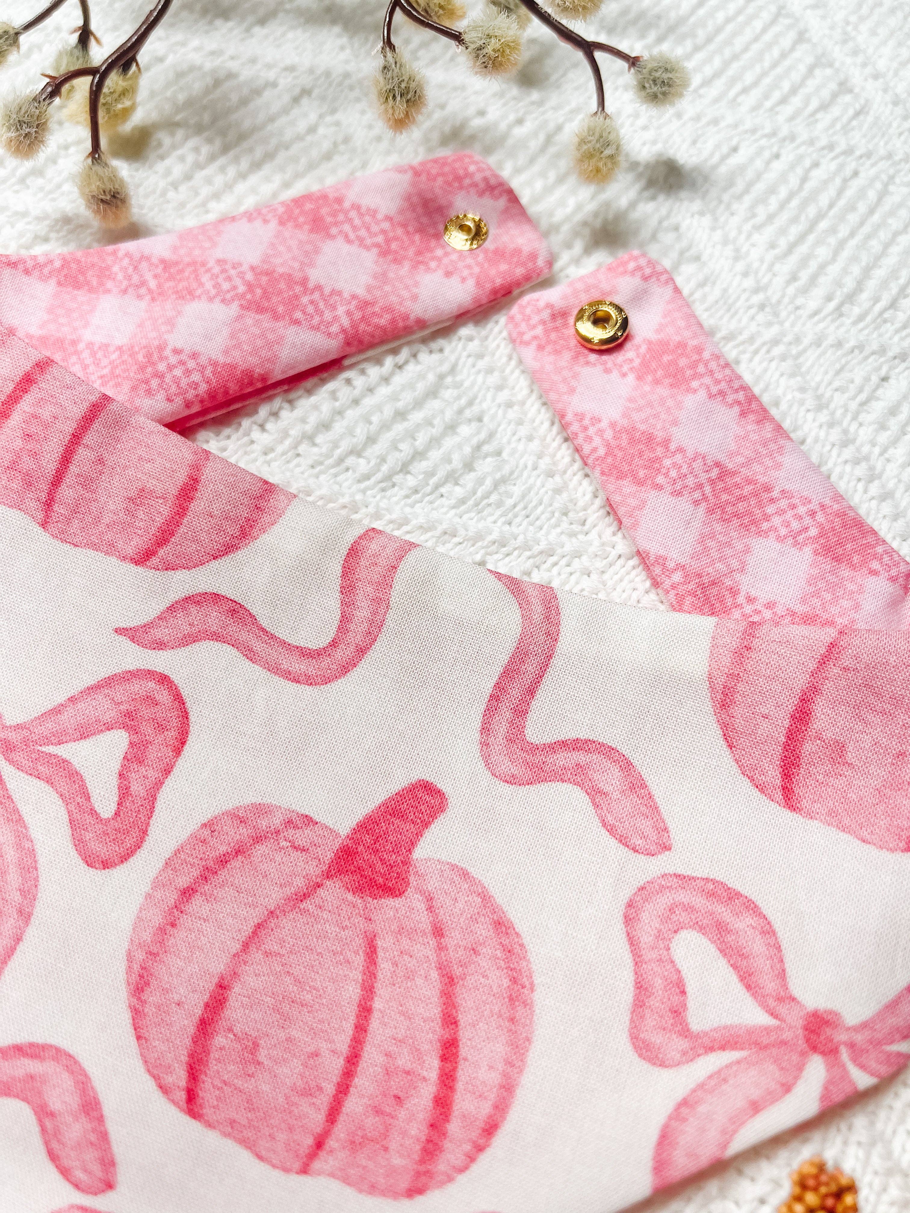Coquette Bow Pumpkin Reversible Dog Bandana, Fall Pet Scarfs