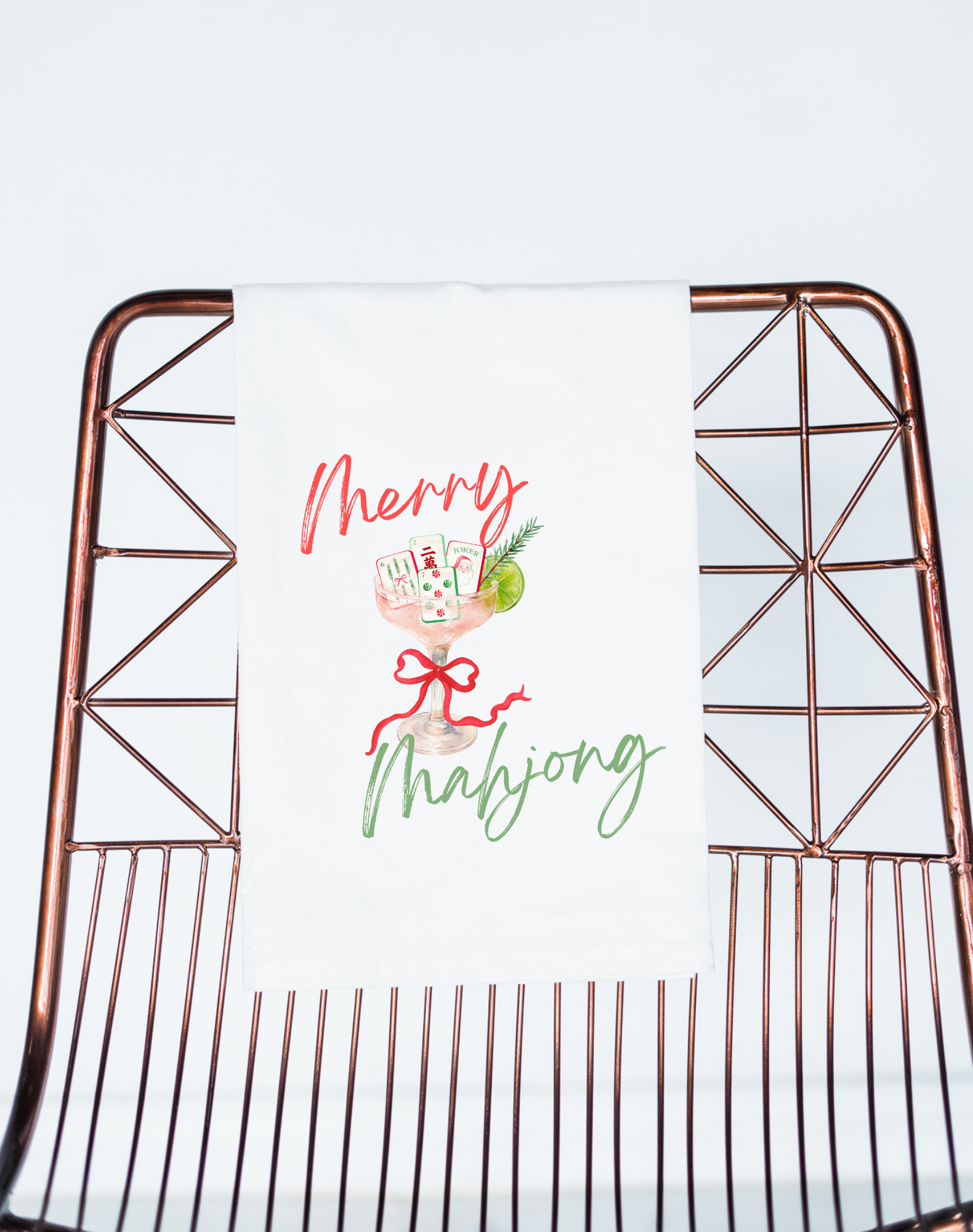 Mahjong Christmas gift towel holiday cute hostess gift Aspen Lane