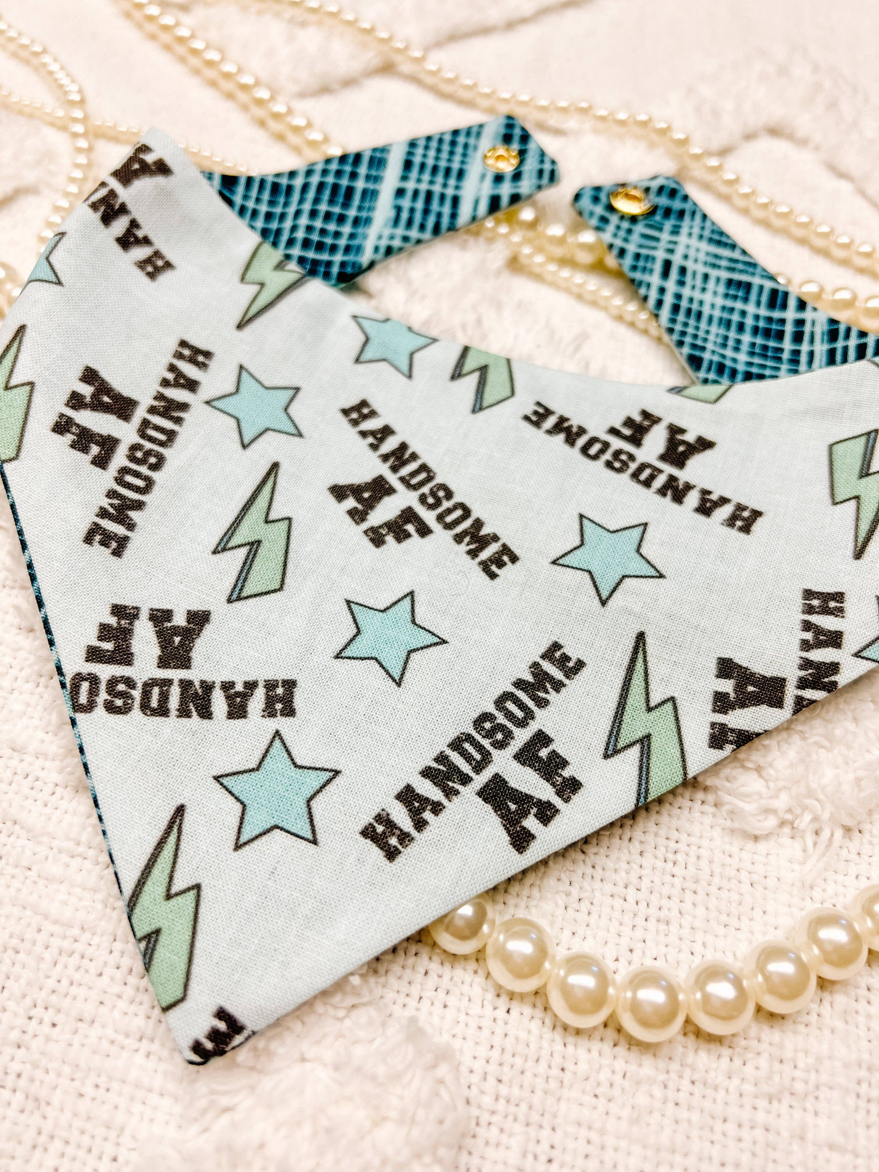 Handsome AF Snap-On Reversible Dog Bandana, Curved Neck StellaLoo