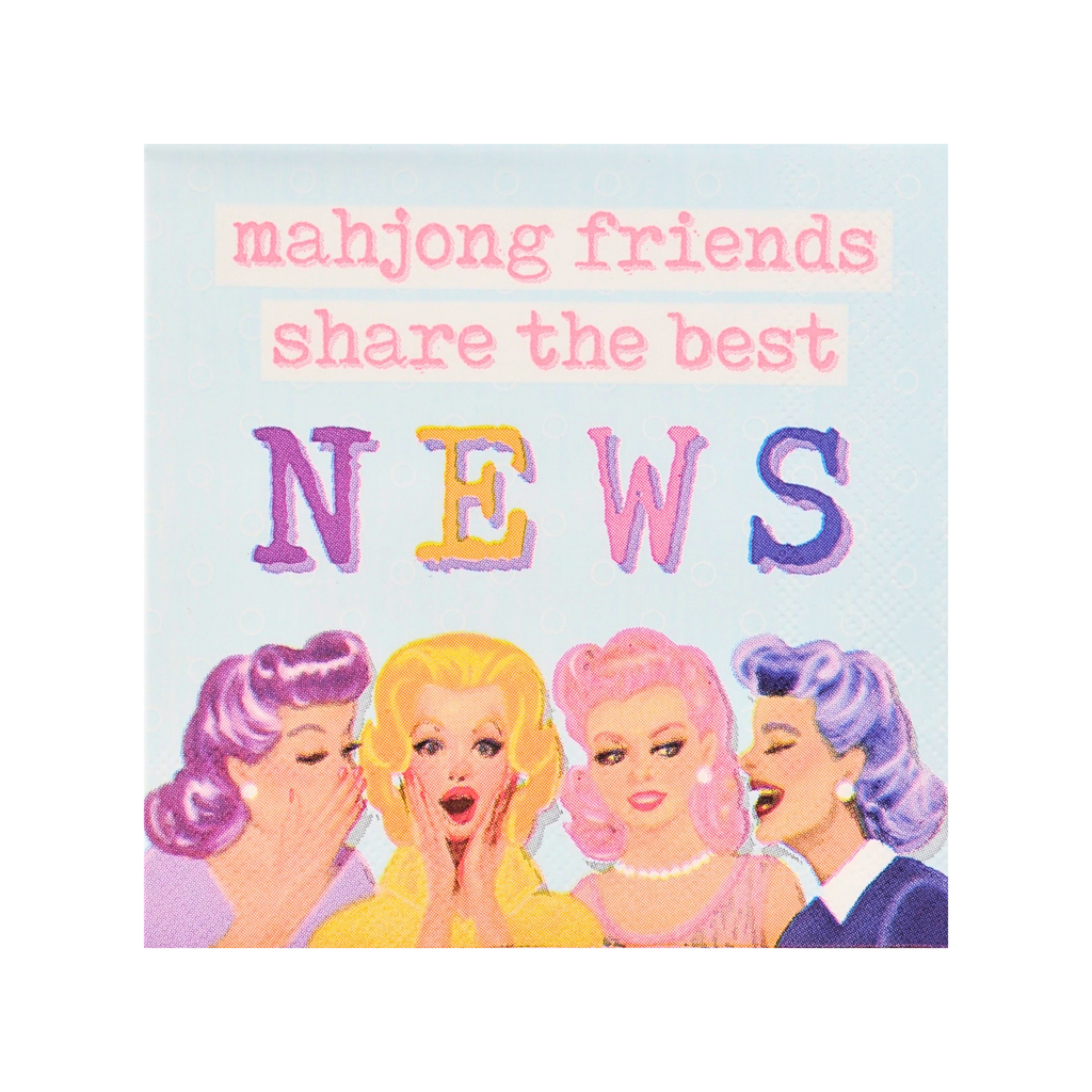 "Mahjong Friends Share the Best NEWS" Cocktail Napkins Middle & Main Mahjong