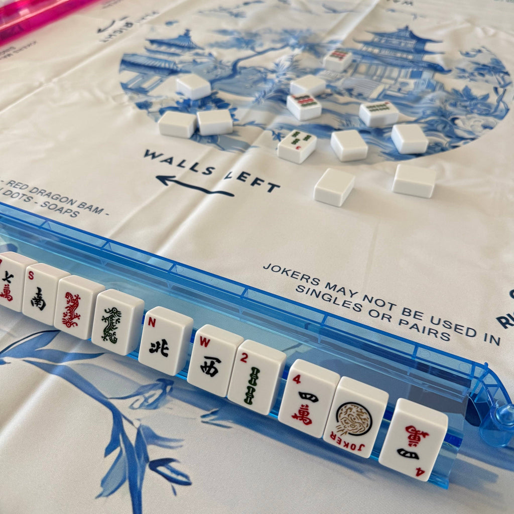 Bright Blue Mahjong Rack and Pusher Set Mahjong Studios