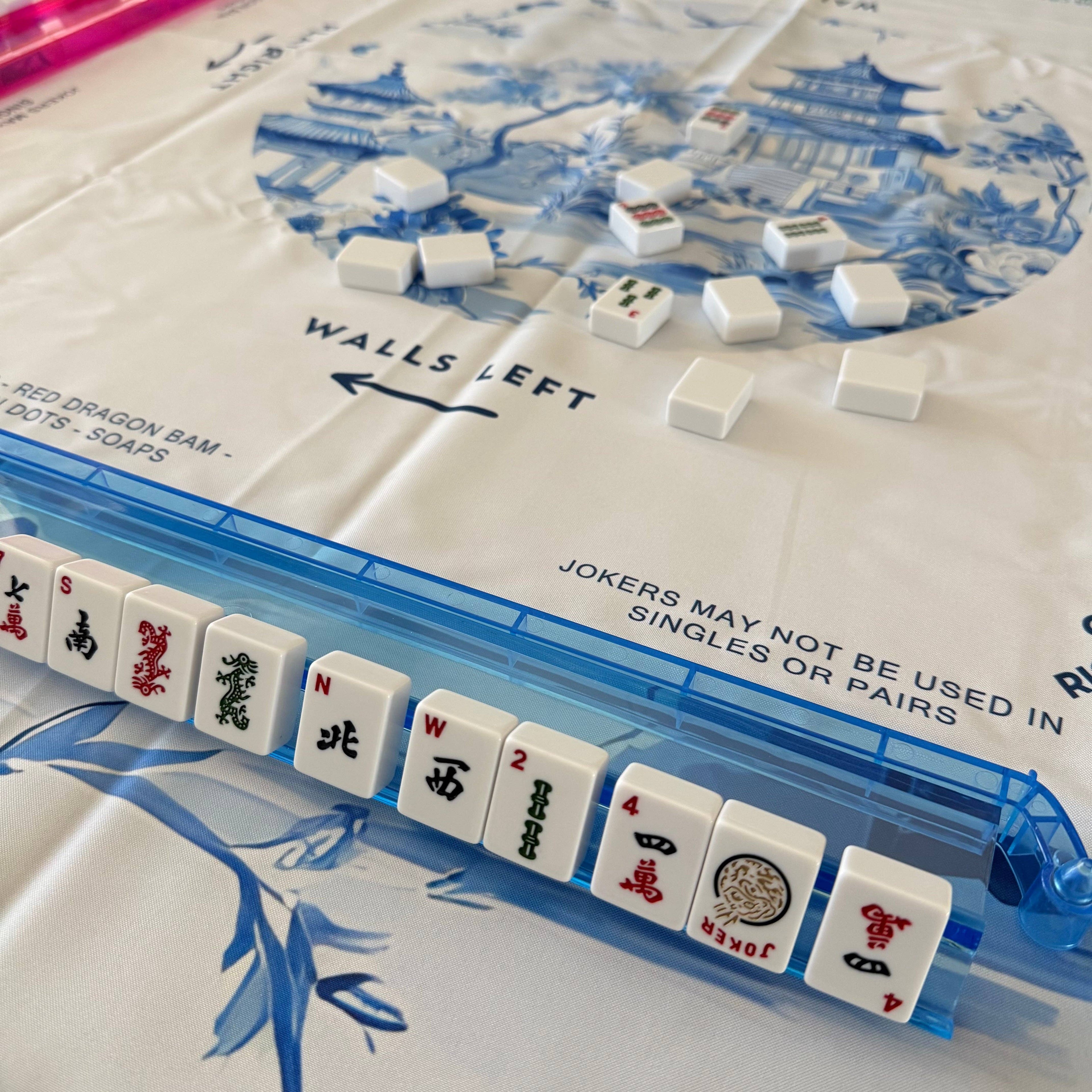 Bright Blue Mahjong Rack and Pusher Set Mahjong Studios