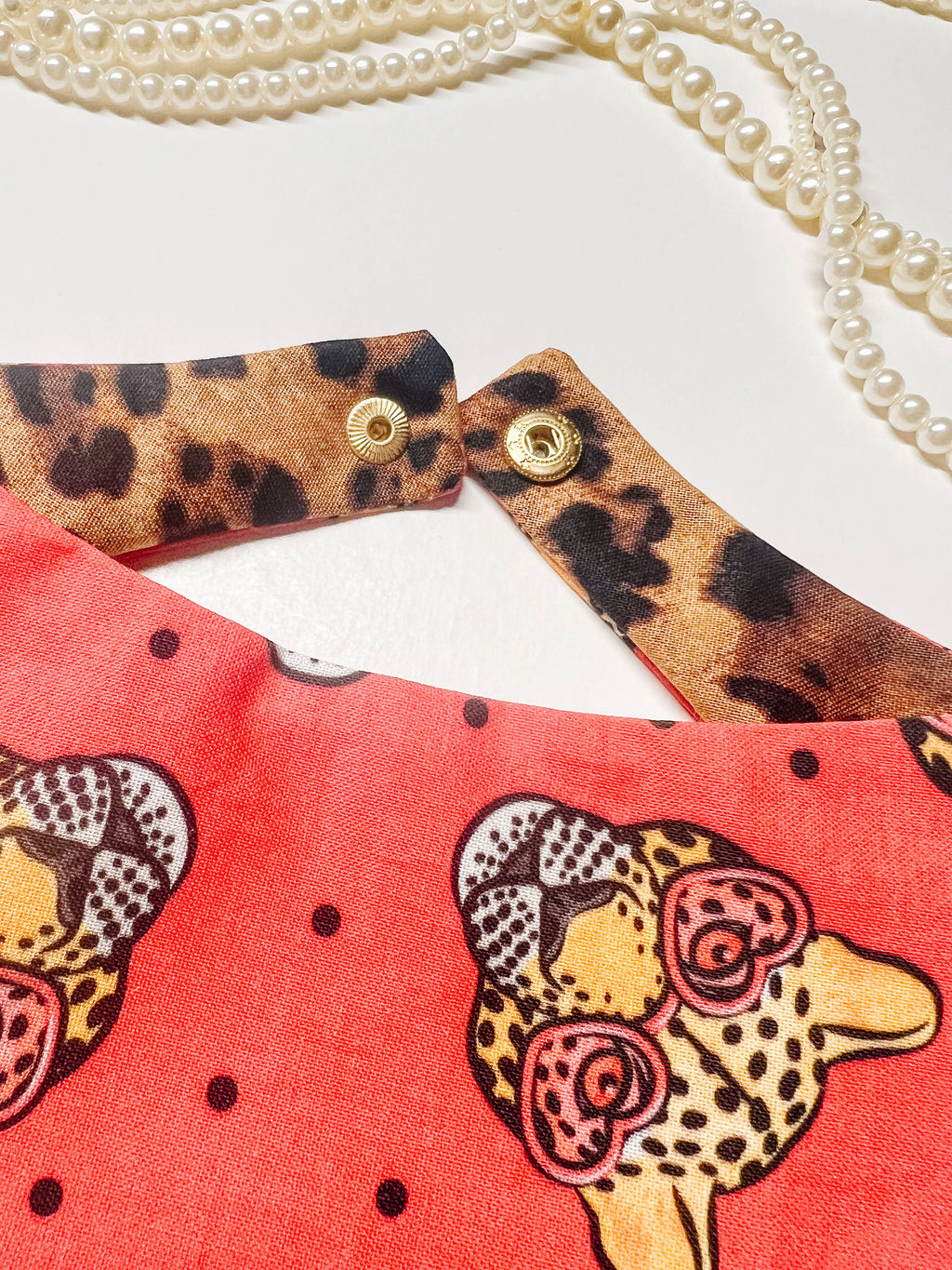 Cheetah Reversible Dog Bandana, Metal Snaps Pet Scarf Collar - The Bougie Pet Boutique