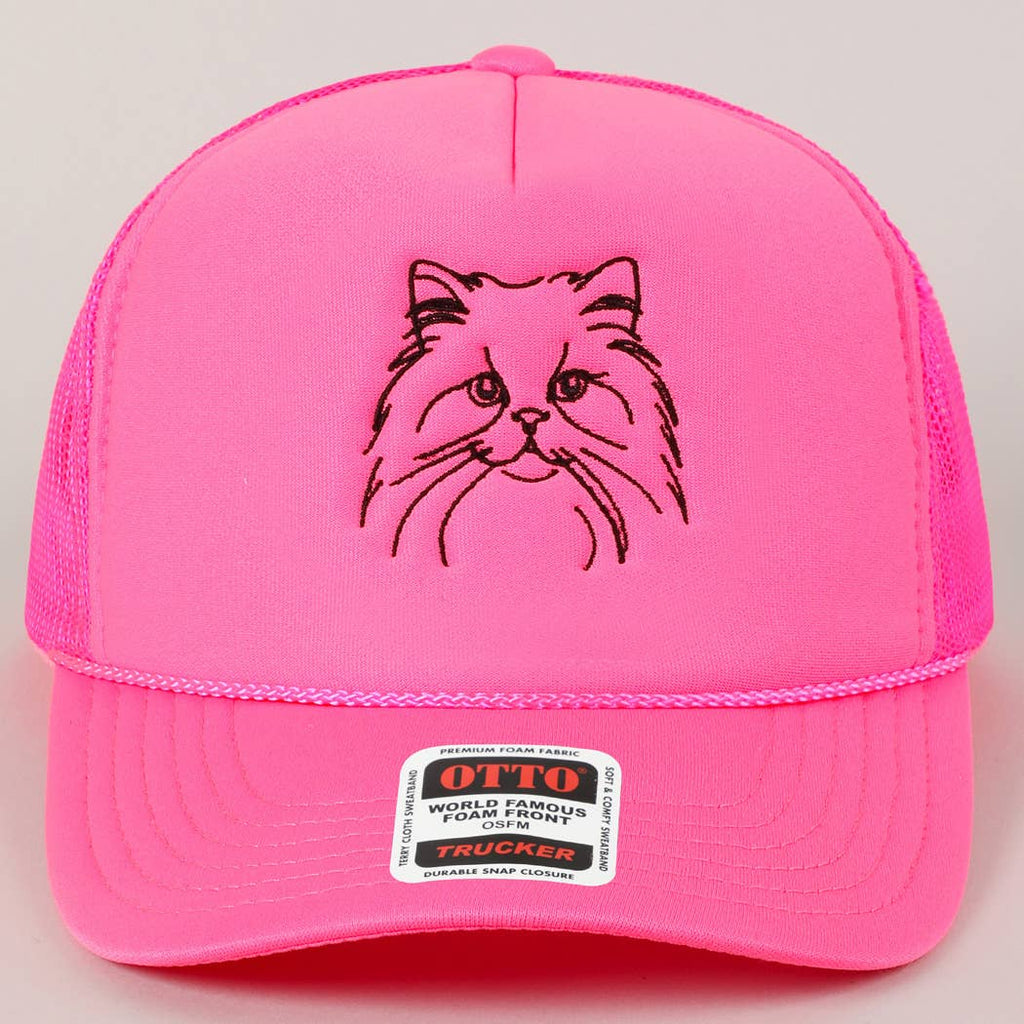 Persian Cat Line Drawing Embroidery Foam Hat Fashion City