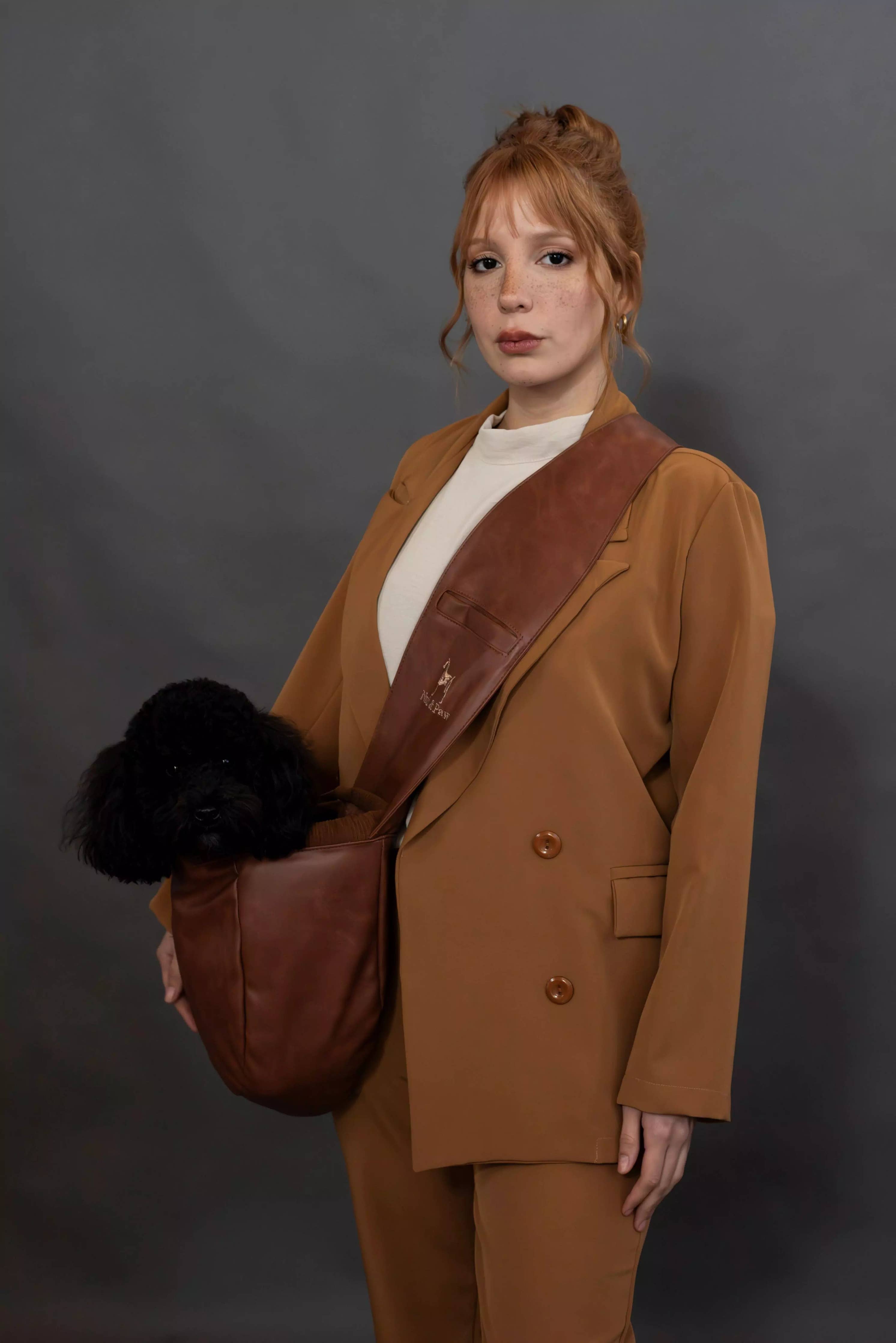 Vegan Leather Pet sling Carrier 3x Safety