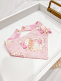 Pink Santa Dog Bandana, Reversible Snap On Collar - The Bougie Pet Boutique