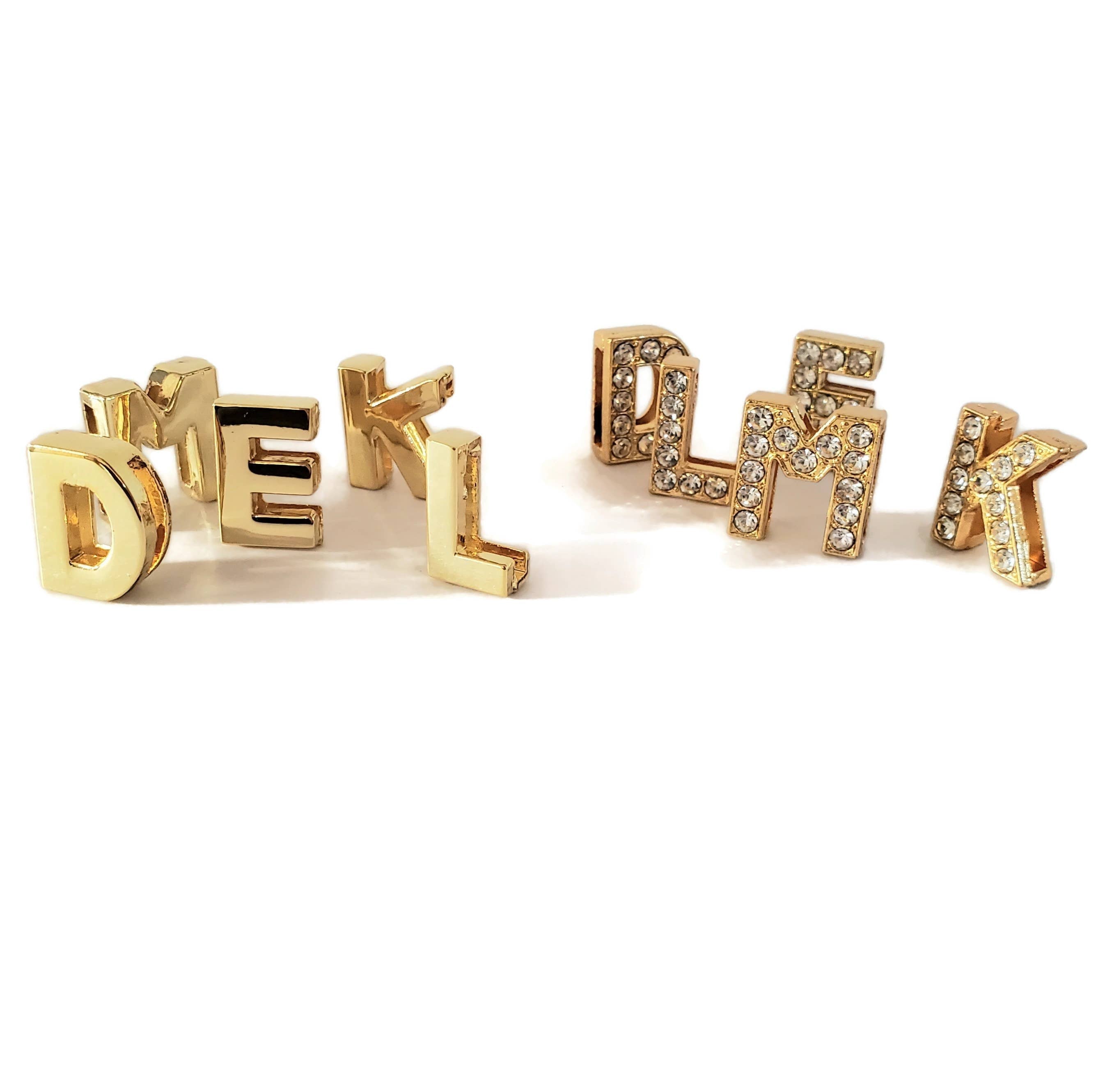 Letter & shape charms - 10 pack gold bling or non bling 10mm - The Bougie Pet Boutique