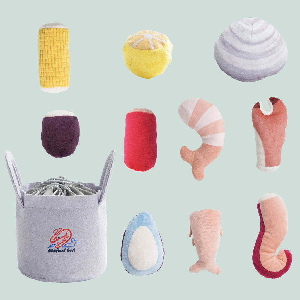 Nocciola 10 PCS Seafood Boil Small Dog Toys for Boredom, Puppy Crinkle Dog Squeaky Toys to Keep Them Busy - The Bougie Pet Boutique