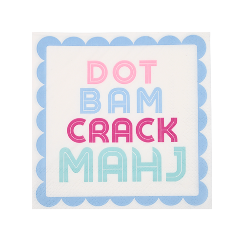 "Dot Bam Crack MAHJ" Cocktail Napkins Middle & Main Mahjong