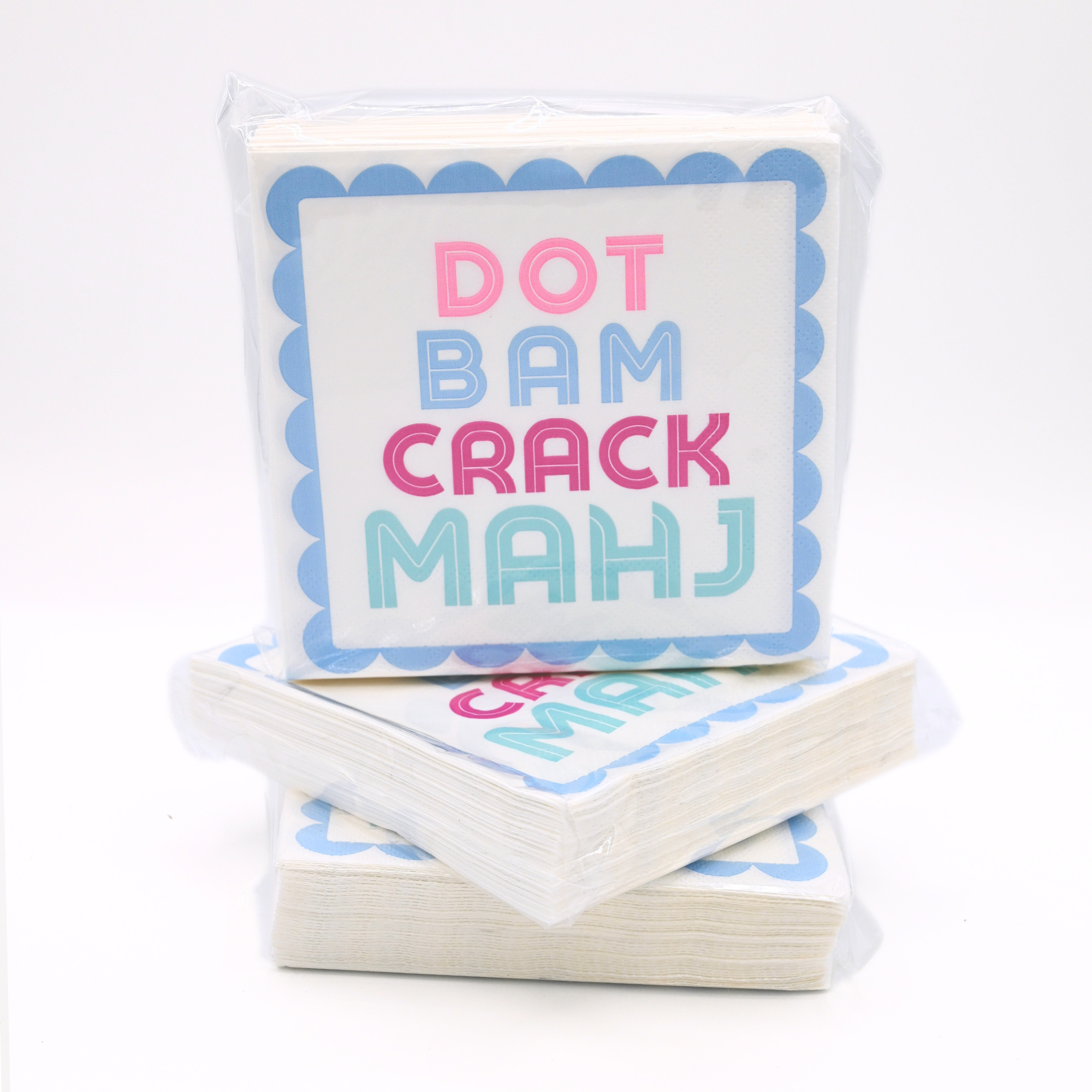 "Dot Bam Crack MAHJ" Cocktail Napkins Middle & Main Mahjong