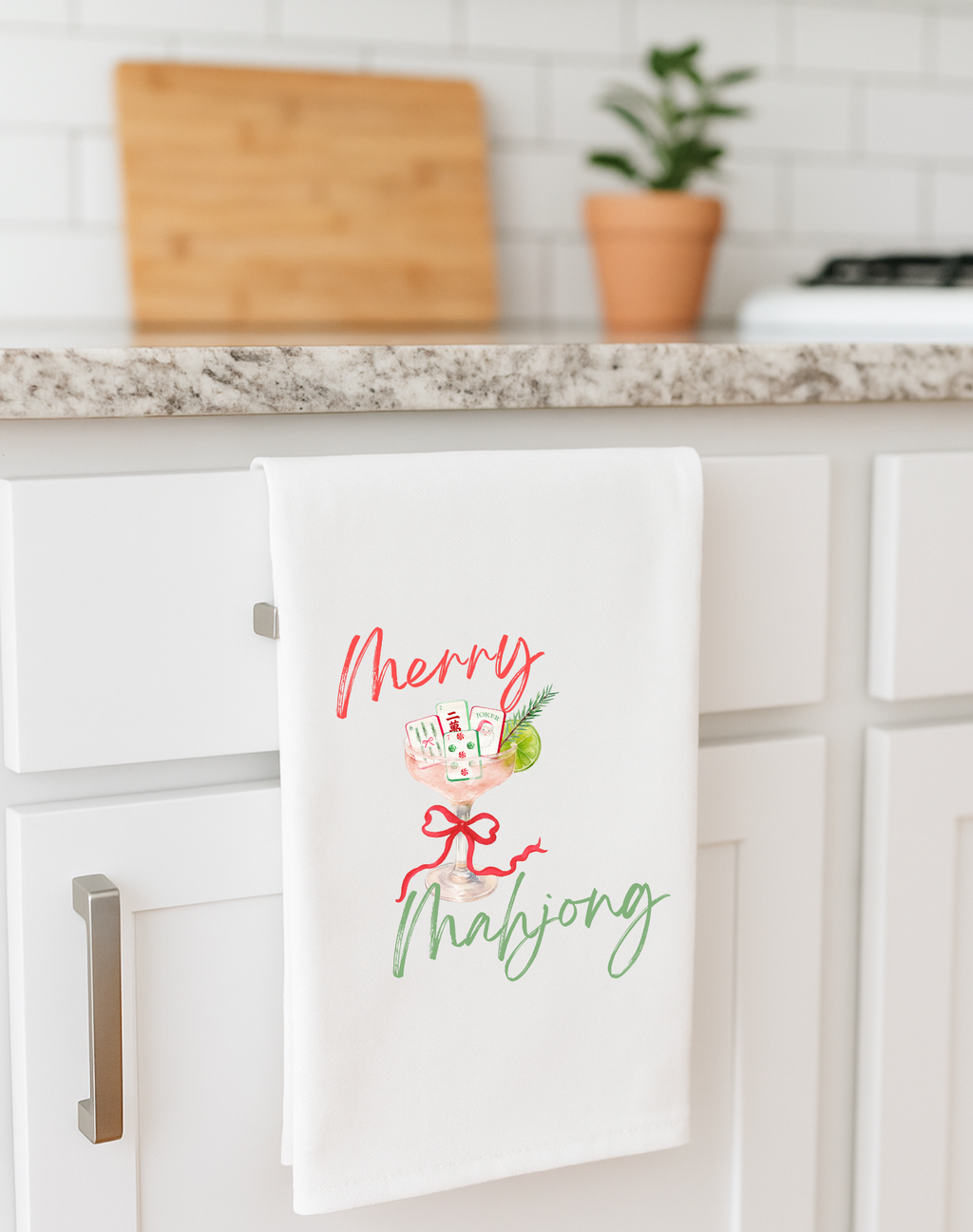 Mahjong Christmas gift towel holiday cute hostess gift Aspen Lane