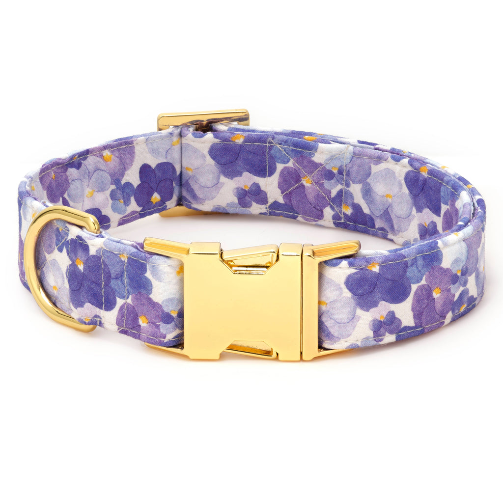 Pressed Pansies Spring Dog Collar - The Bougie Pet Boutique