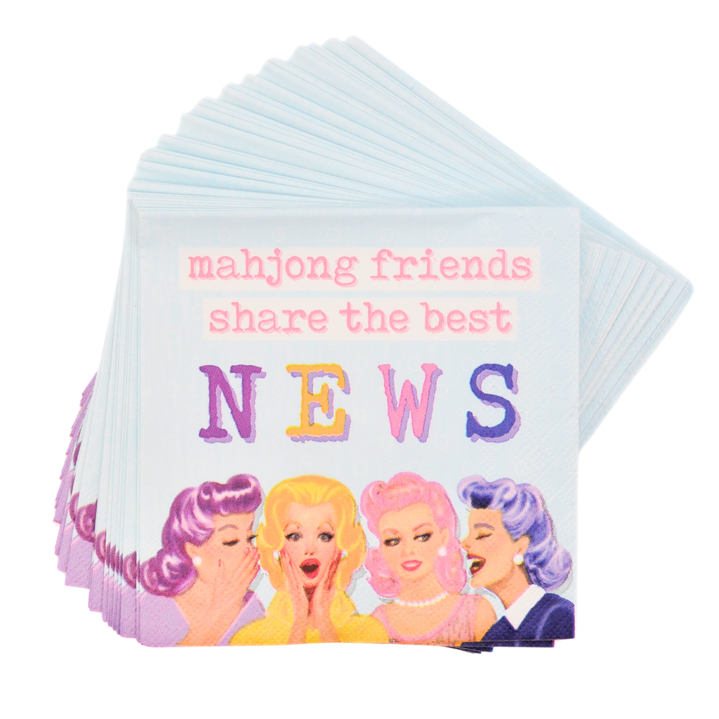 "Mahjong Friends Share the Best NEWS" Cocktail Napkins Middle & Main Mahjong