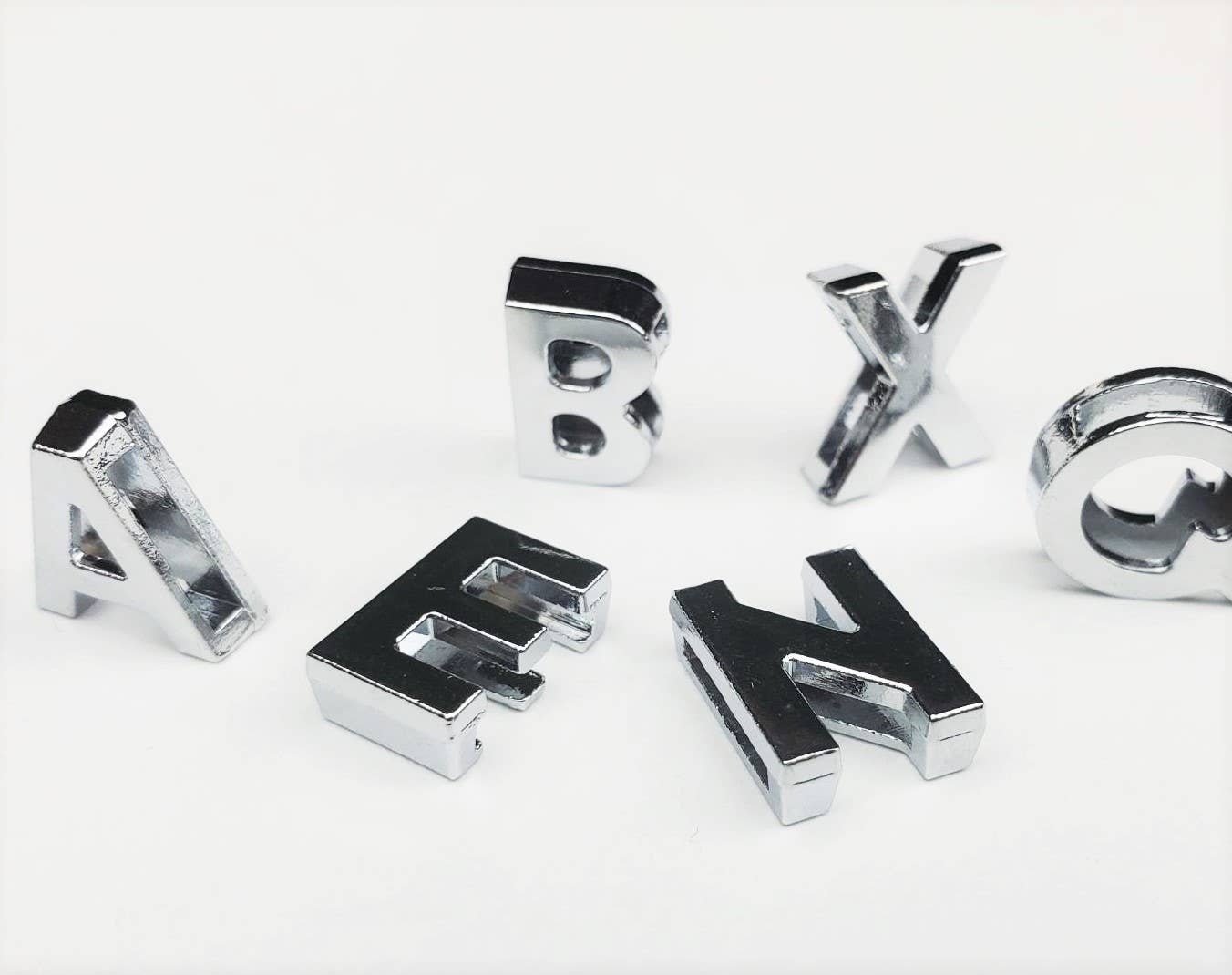 Letter & shape charms - silver bling or non bling 10mm