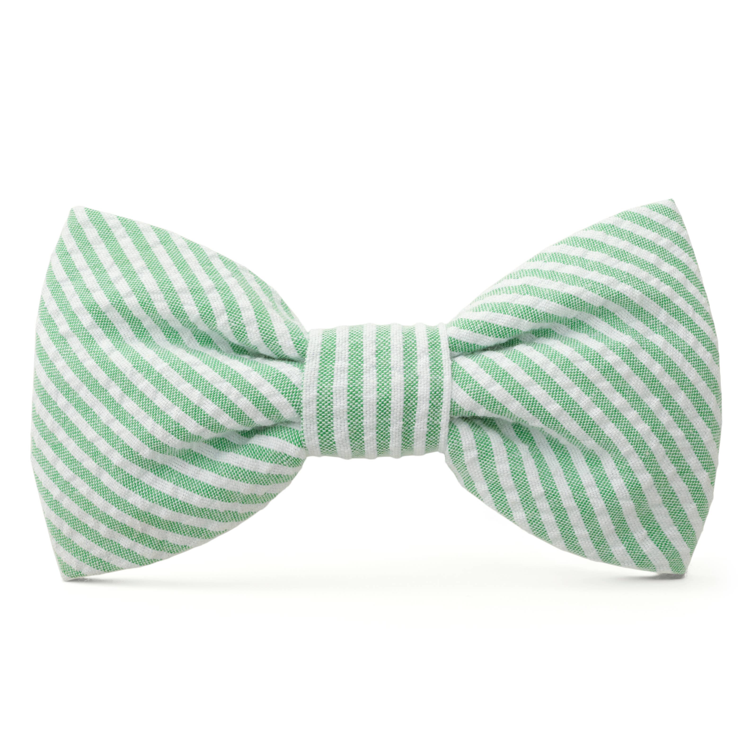 Green Seersucker Dog Bow Tie The Foggy Dog
