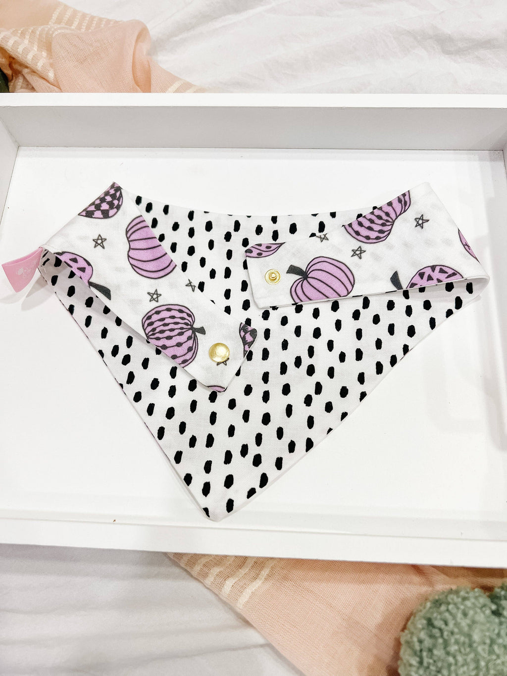 Purple Pumpkins Dog Bandana, Reversible Snap On Collar - The Bougie Pet Boutique