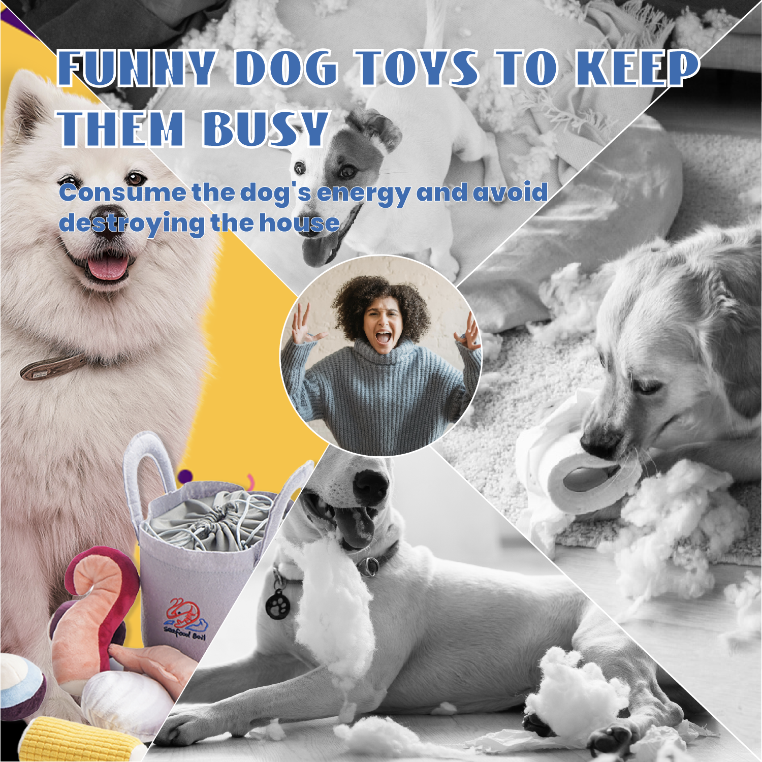 Nocciola 10 PCS Seafood Boil Small Dog Toys for Boredom, Puppy Crinkle Dog Squeaky Toys to Keep Them Busy