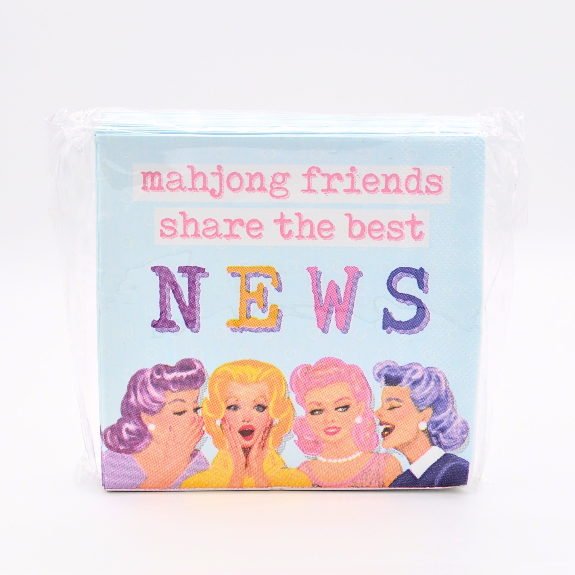 "Mahjong Friends Share the Best NEWS" Cocktail Napkins Middle & Main Mahjong