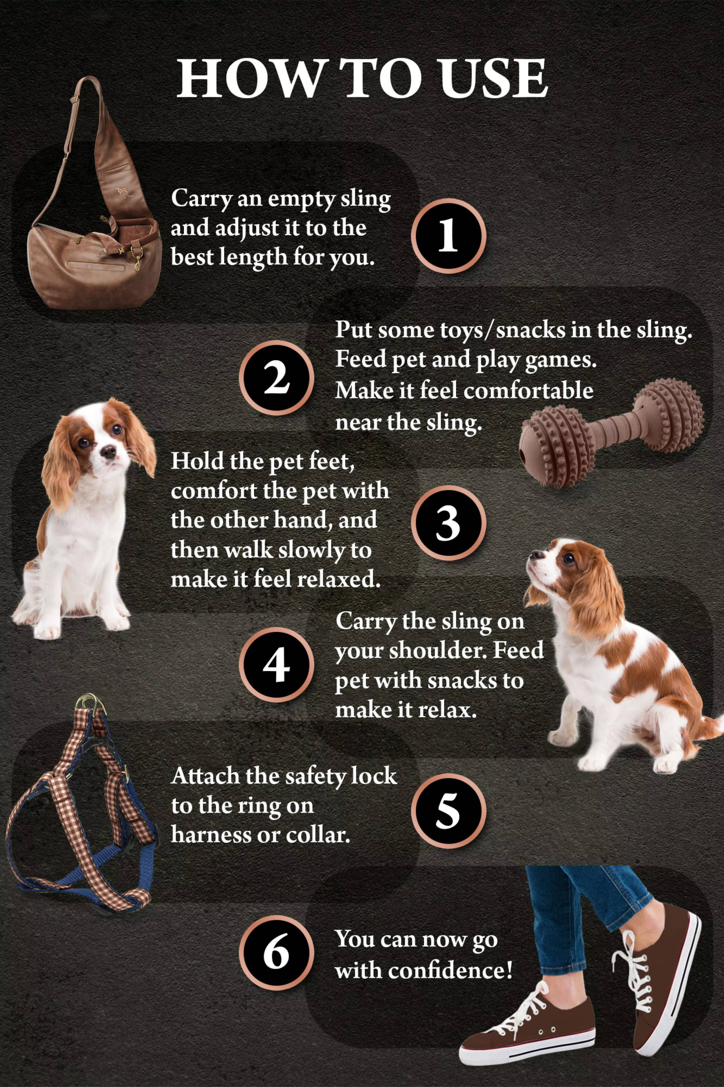 Vegan Leather Pet sling Carrier 3x Safety