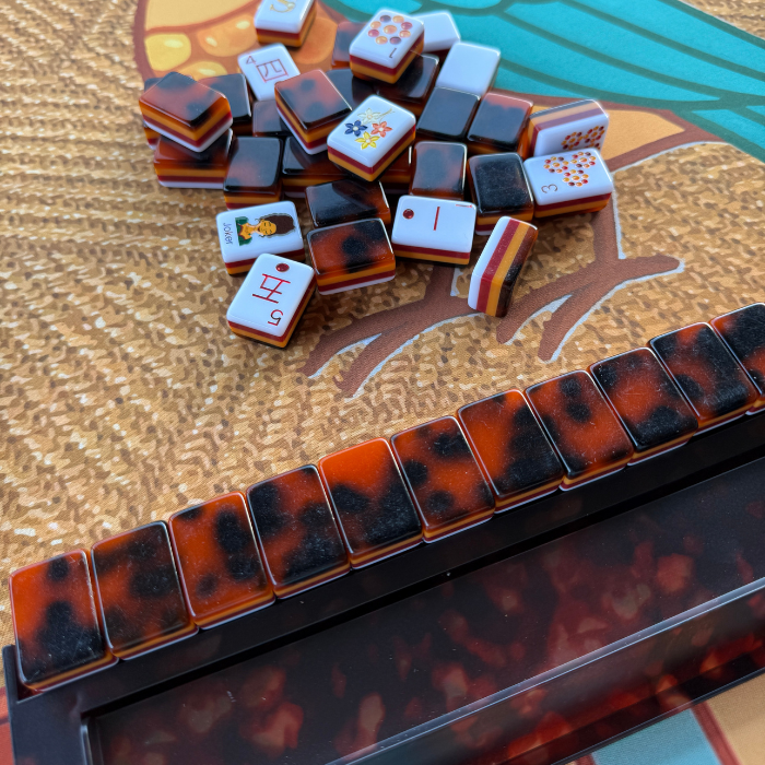 Tortoise Shell Mahjong Rack & Pusher Set – Mahjong Accessory Mahjong Studios