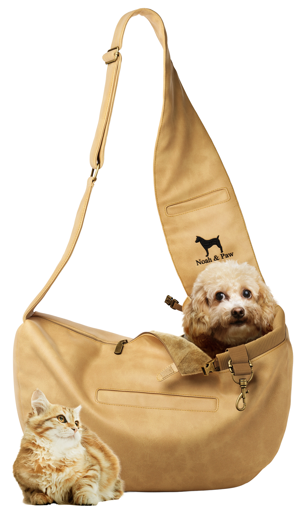 Vegan Leather Pet sling Carrier 3x Safety NOAH AND PAW LLC