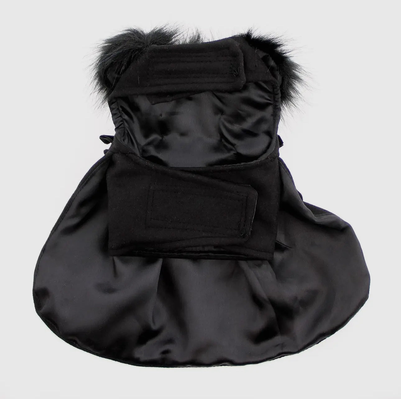 Black Fur Trim Harness Coat - The Bougie Pet Boutique