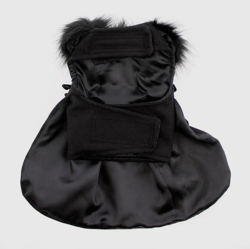 Black Fur Trim Harness Coat - The Bougie Pet Boutique