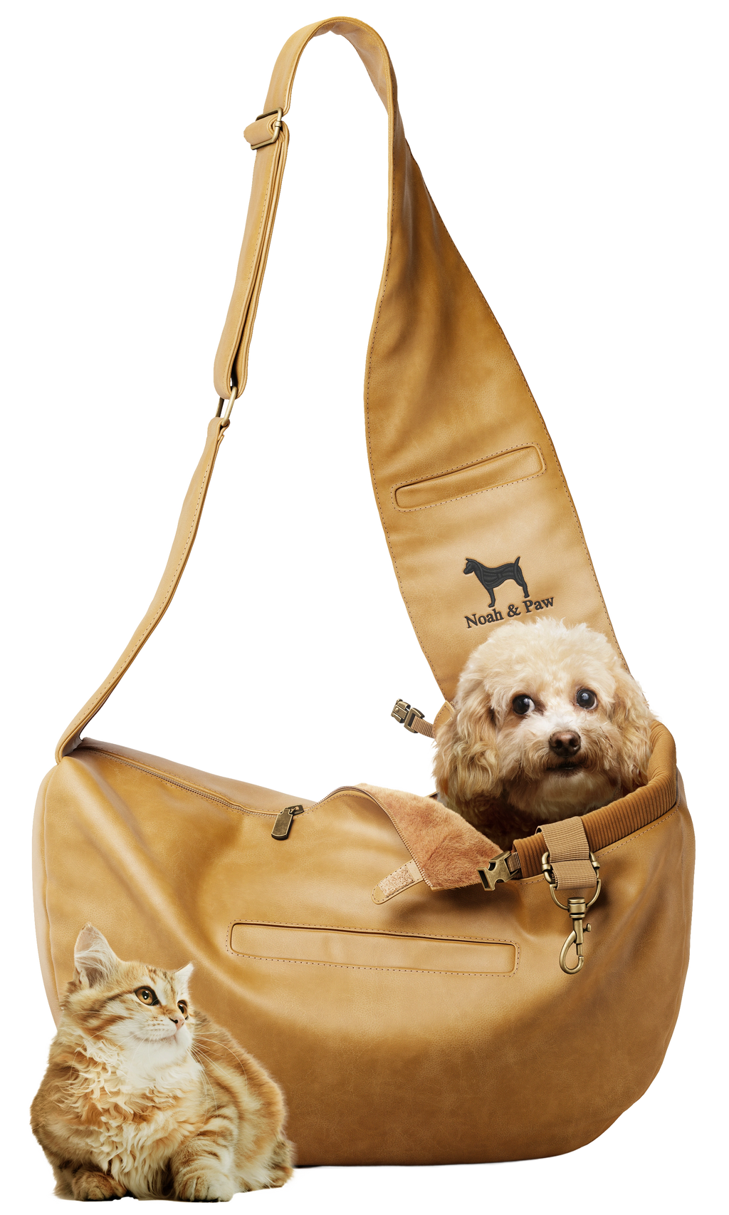 Vegan Leather Pet sling Carrier 3x Safety - The Bougie Pet Boutique