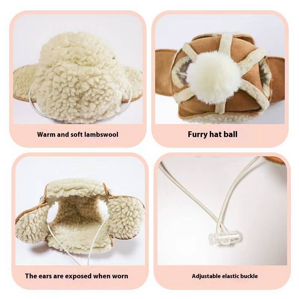 Winter Ear-Free Pet Hat – Faux Shearling Dog Cap_CWAH3750