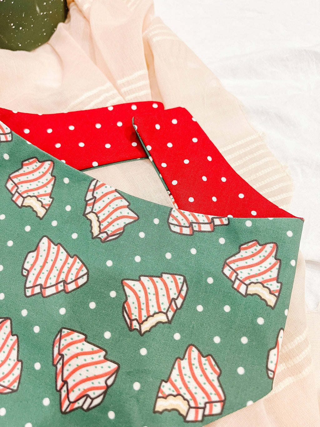 Christmas Tree Cake Reversible Dog Bandana, Winter Pet Scarf - The Bougie Pet Boutique