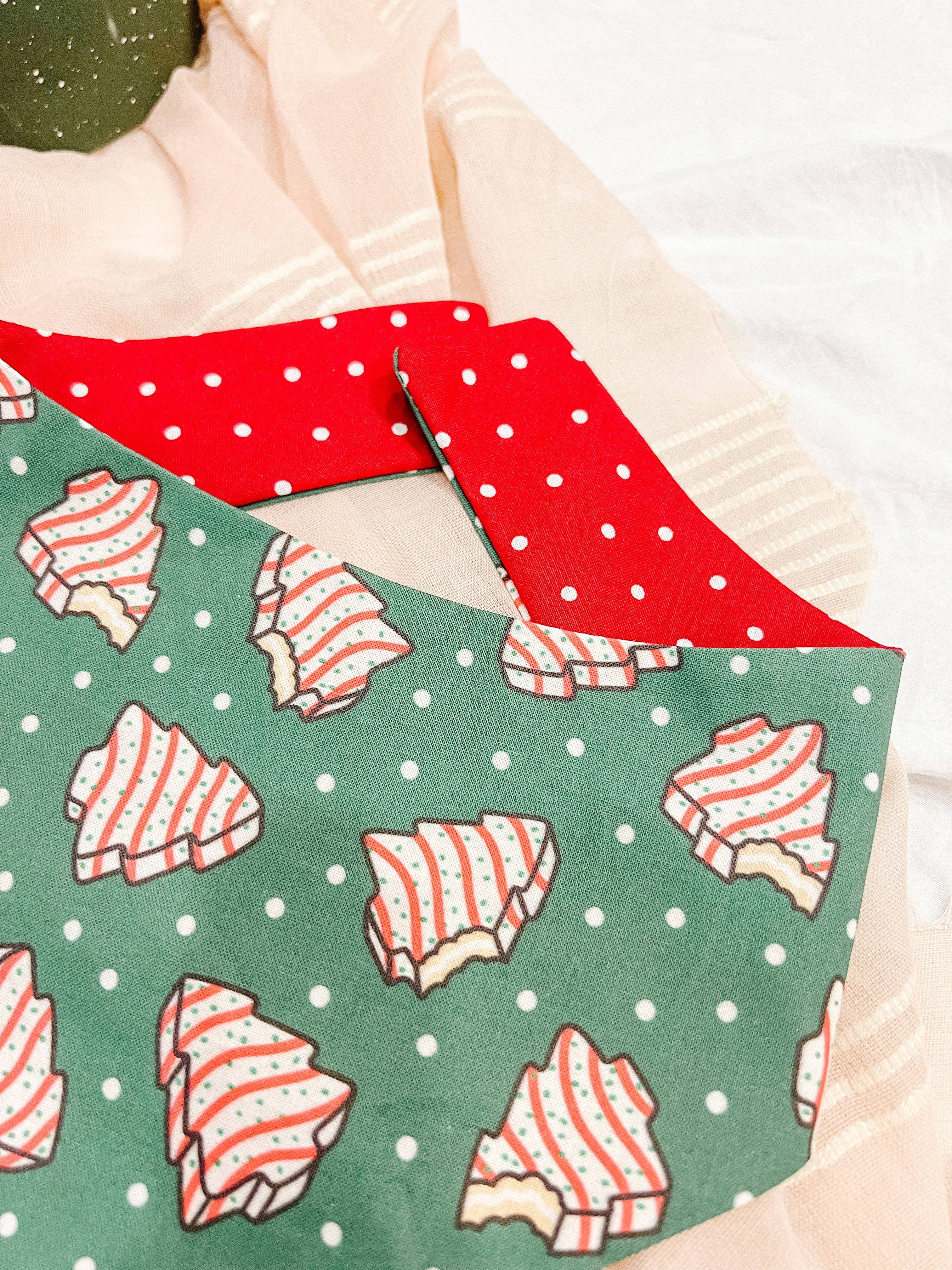Christmas Tree Cake Reversible Dog Bandana, Winter Pet Scarf - The Bougie Pet Boutique