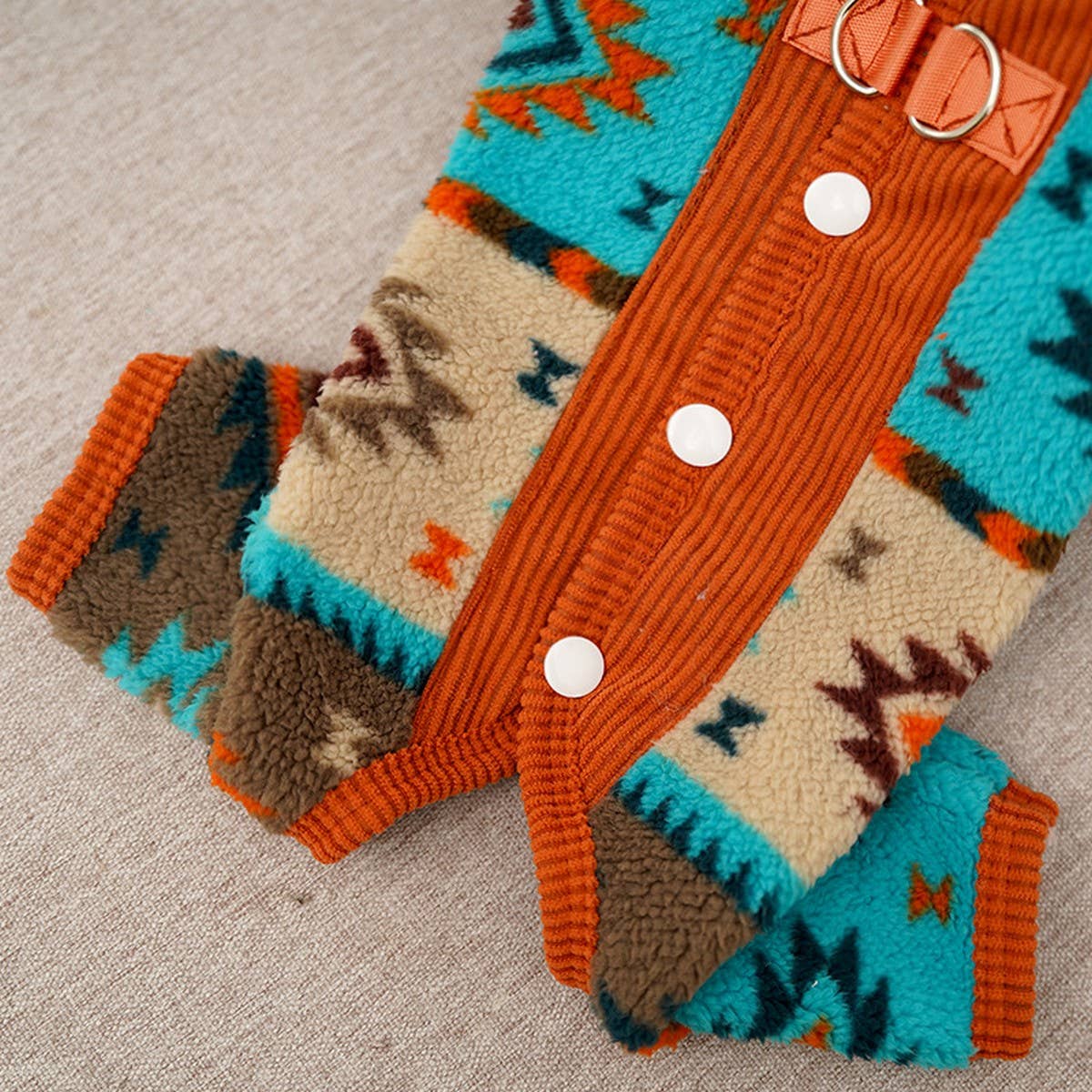 Warm Fair Isle Pet Onesie, Winter Fleece Suit_CWMM12022 PAWPAWwholesale