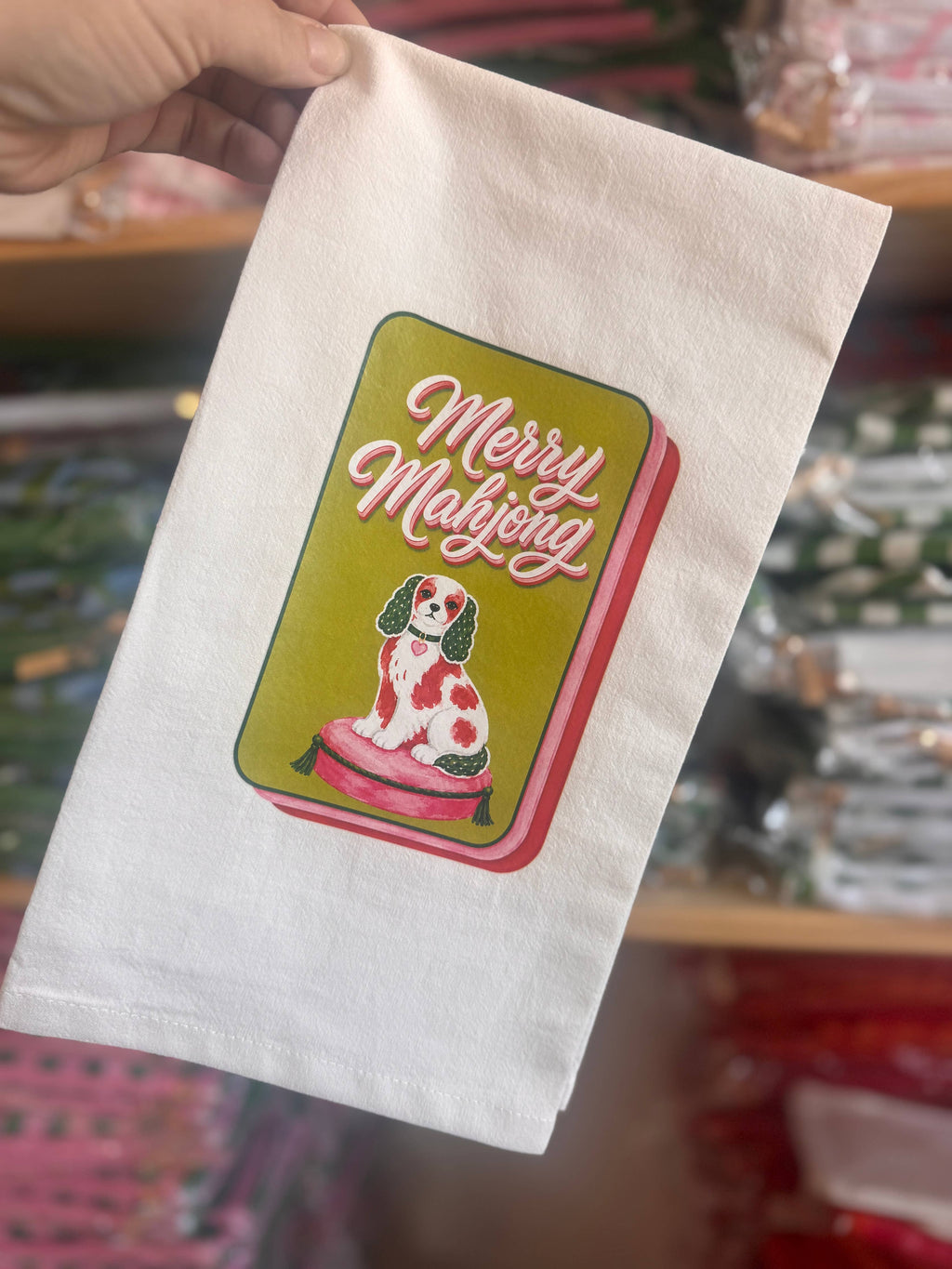 Mahjong Christmas Merry Mahjong Gift Towel Spaniel Aspen Lane