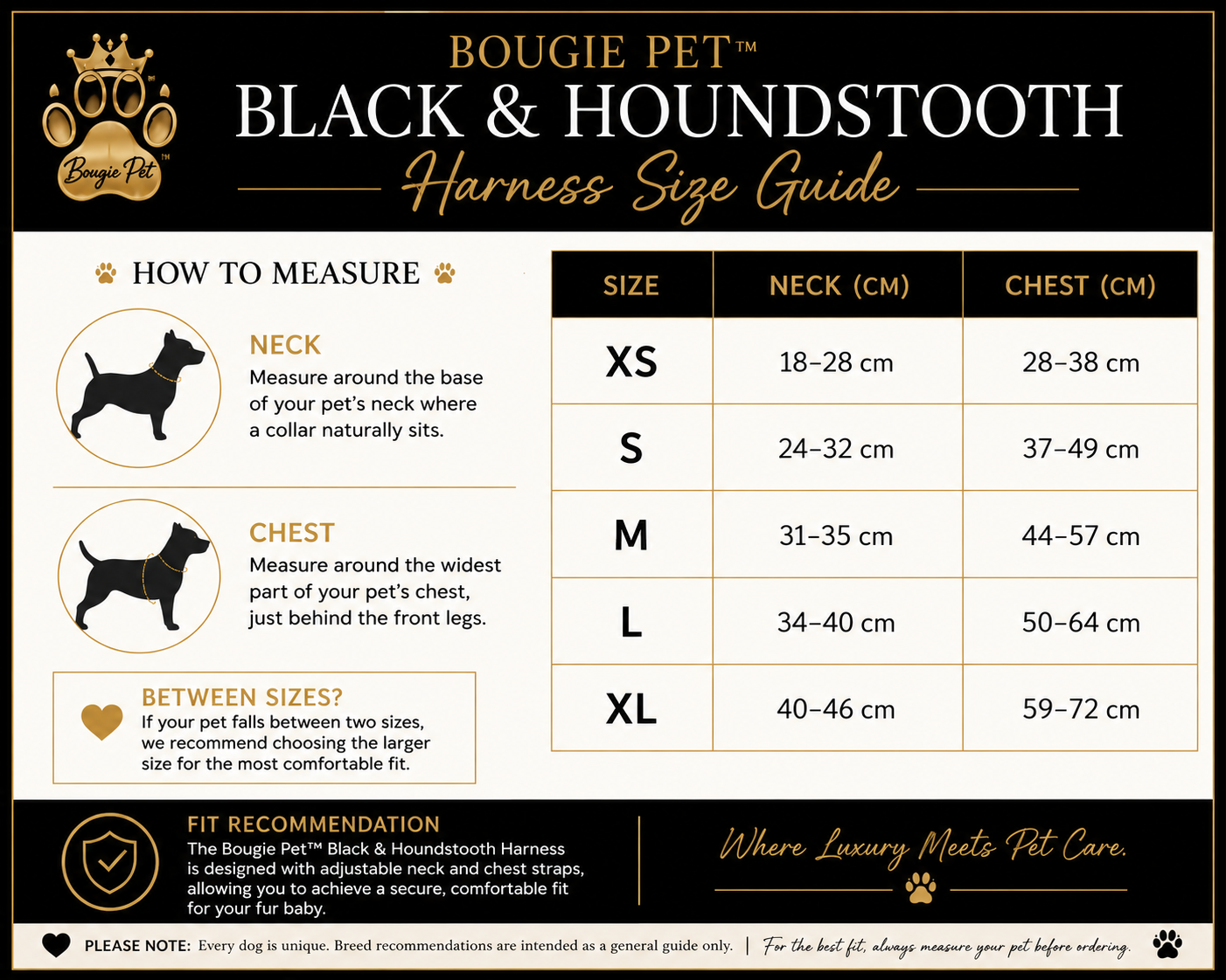 PRE-ORDER Bougie Pet™ Black & Houndstooth Harness Bougie Pet