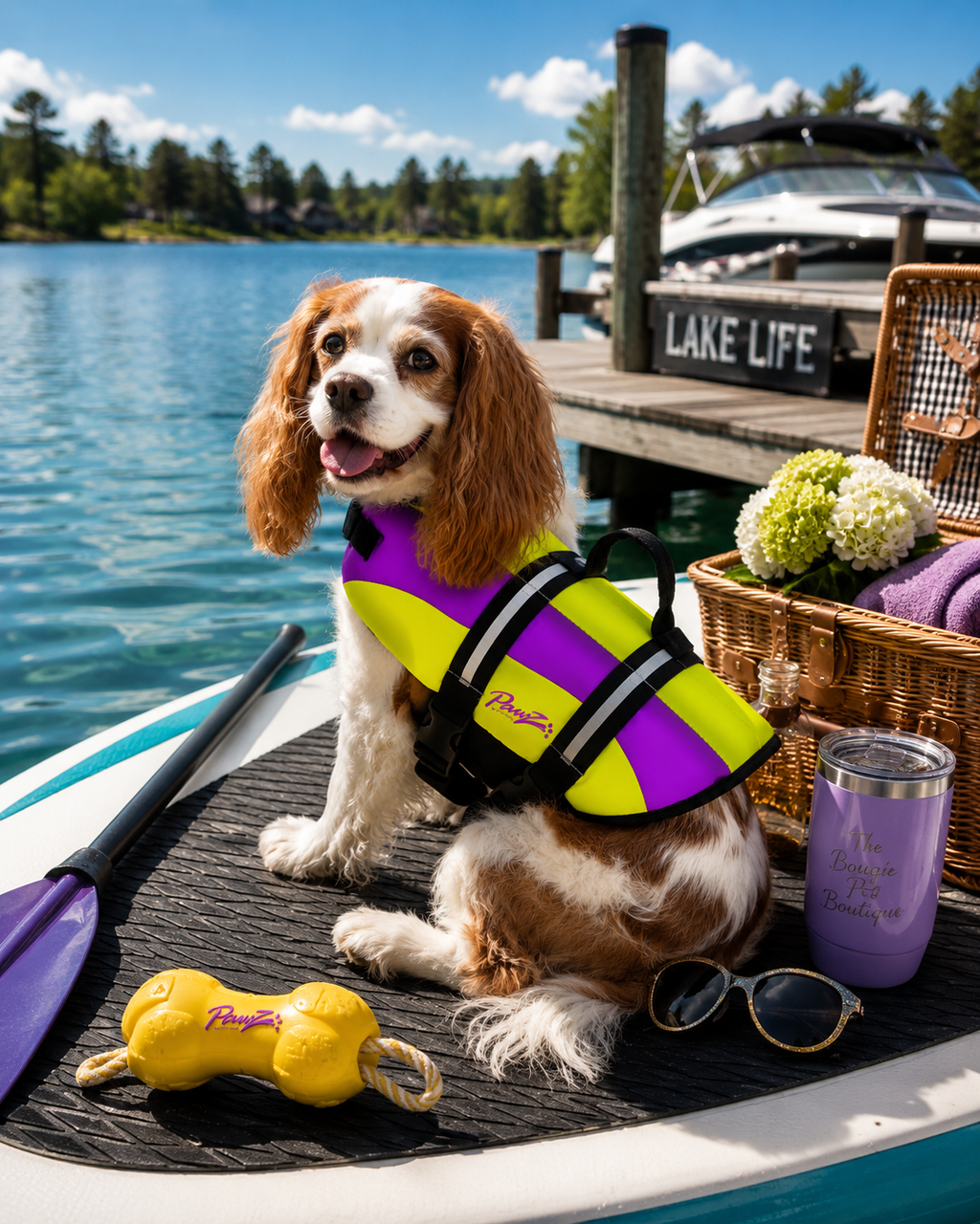 Pawz Pet Products Neoprene Dog Life Jacket Yellow/Purple Pet Stores USA