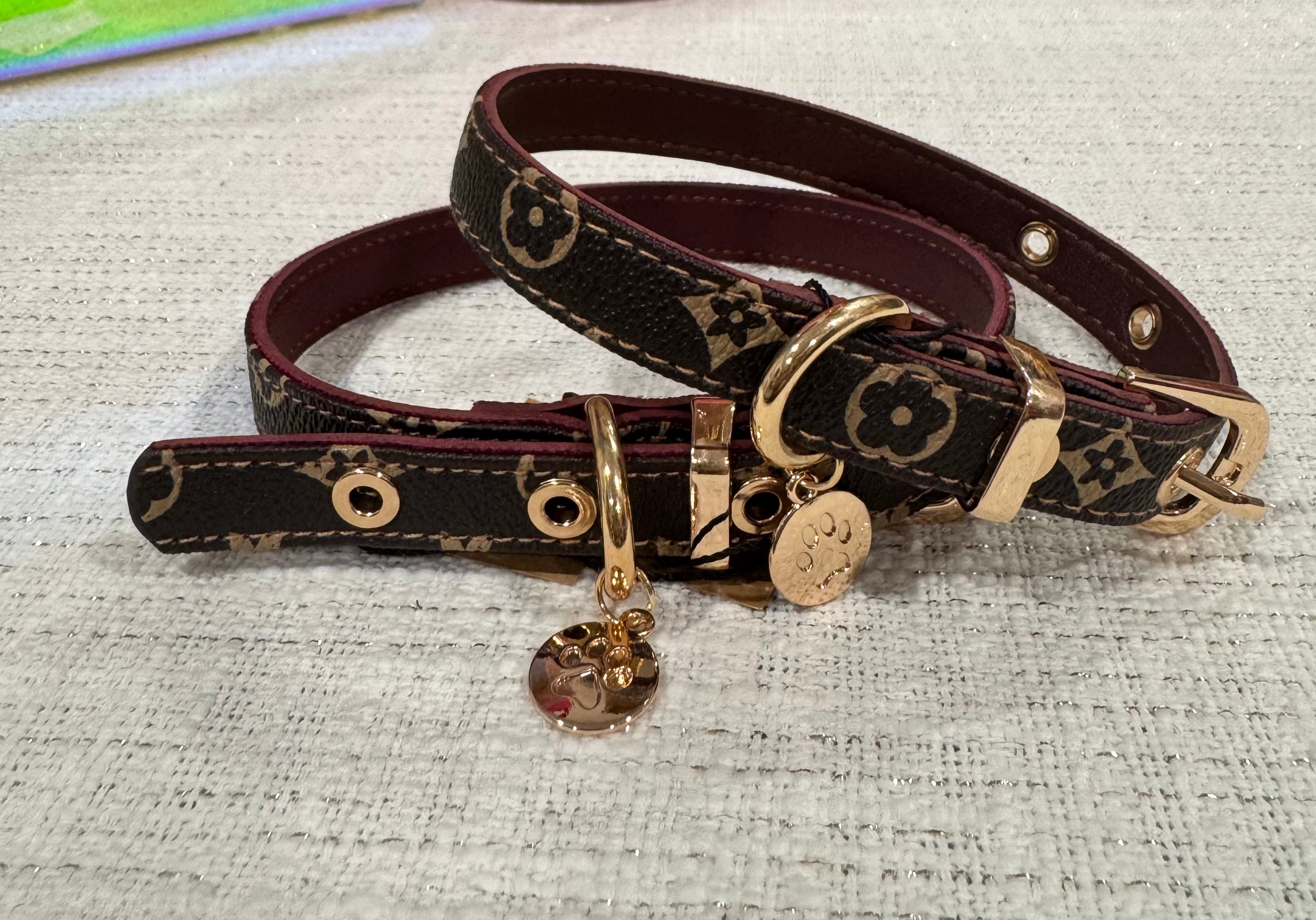Brown Chewy Vuiton Collar - The Bougie Pet Boutique