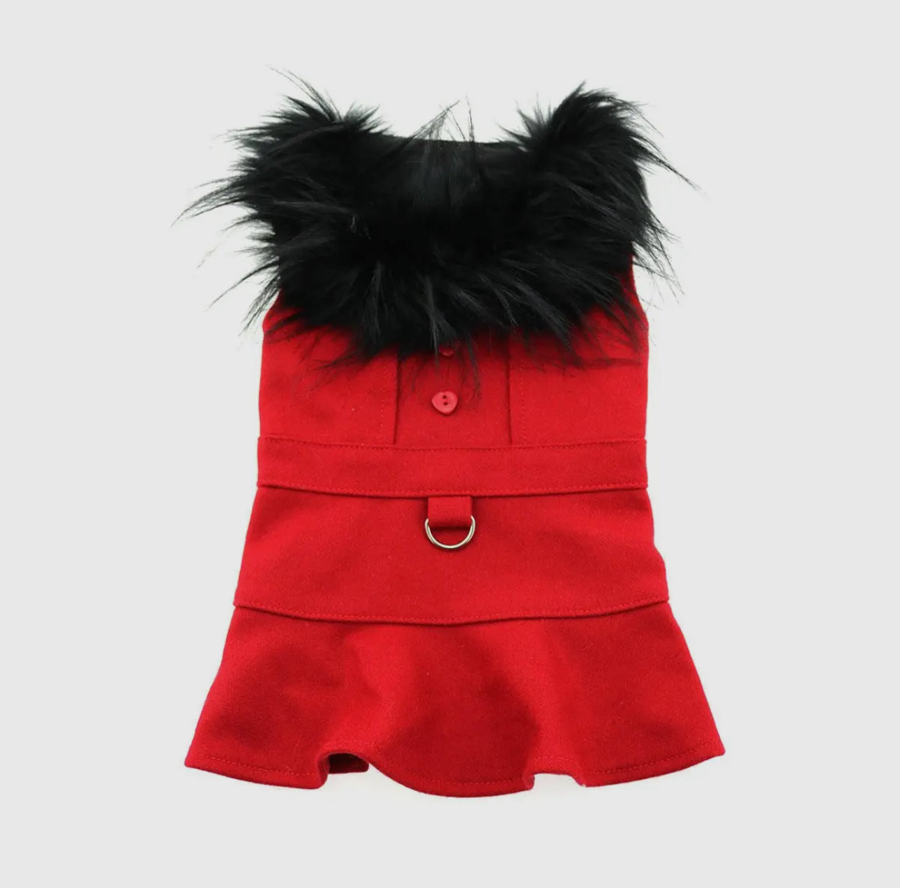 Black Fur Red Dress - The Bougie Pet Boutique