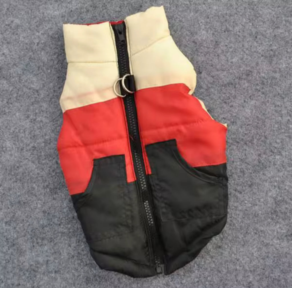 White, Red and Black Puffer Vest - The Bougie Pet Boutique