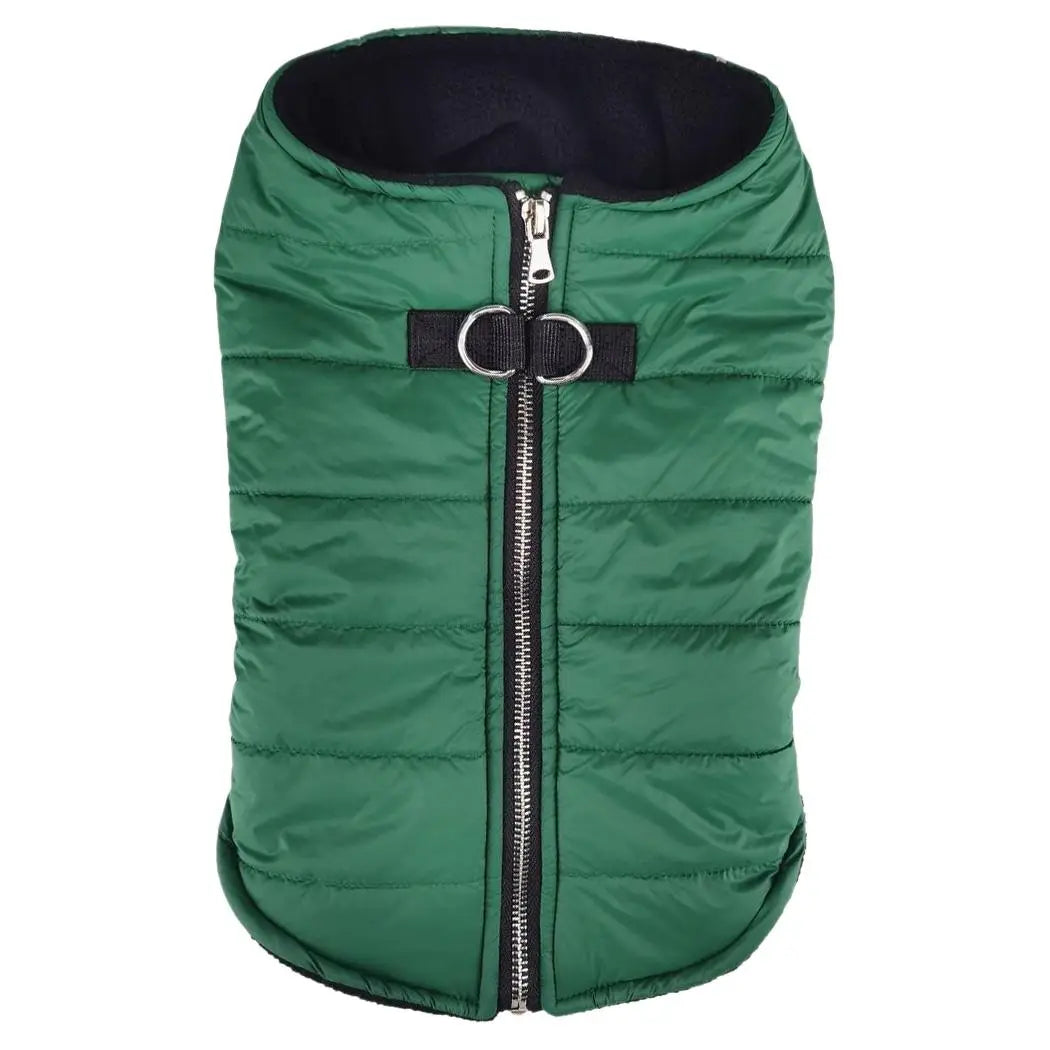 Zip-up Dog Puffer Vest - Dark Green The Bougie Pet Boutique