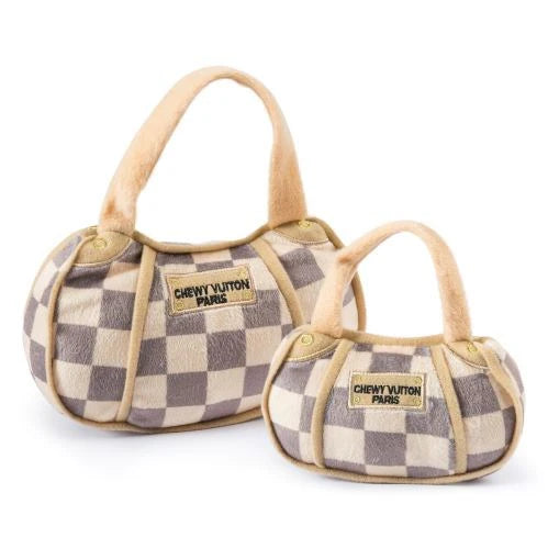 Chewy Vuiton Checkered Bag Plush Toy - The Bougie Pet Boutique