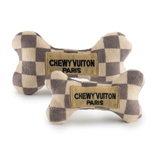 Chewy Vuiton Checkered Bone Plush Toy - The Bougie Pet Boutique