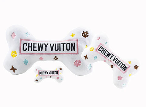 White Chewy Vuiton Bone Toy - The Bougie Pet Boutique